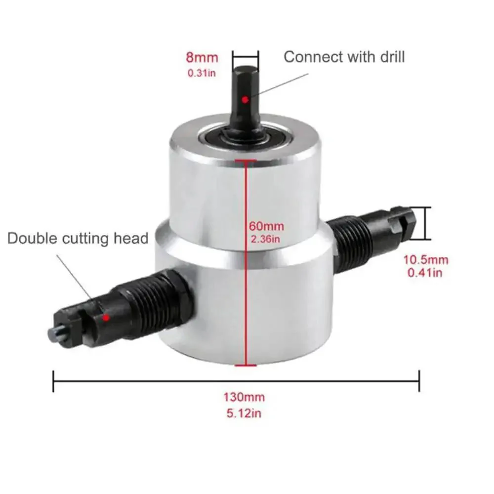 Dual Head Sheet Metal Nibbler Cutter With Handle And Wrench, 360 Degree Adjustable, Straight Or Curve Cutting, Pro Grade, Built For Workshop, Home DIY And Car Repair, Three Color Options - Image 9