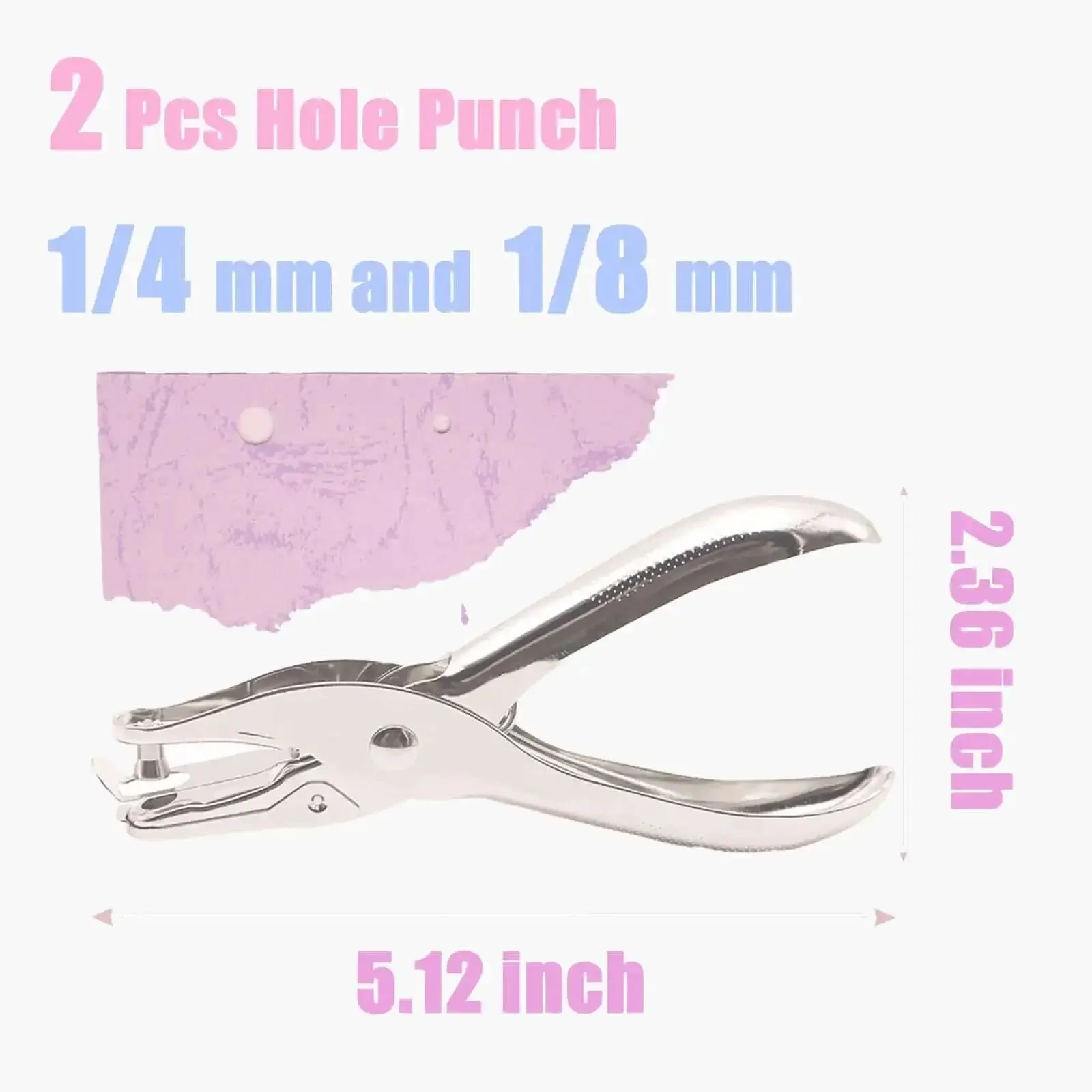 Dual Hole Punch Set With One Quarter Inch And One Eighth Inch Holes, Handy Single Hole Punch For DIY Crafts, Paper Tags And Tickets, Great For Home Office And School Projects, Smooth Ergonomic Handheld Punch, 5 Sheet Capacity - Image 7