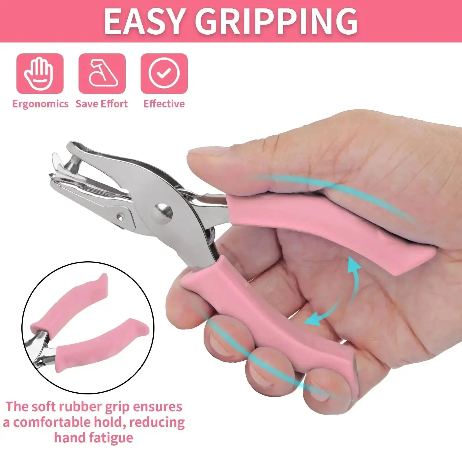 Dual Hole Punch Set With Soft Grip Handles In Pink For One Eighth Inch And One Quarter Inch Holes Totally Game Changing For Crafts Scrapbooks Tags And Tickets Easy To Use With Clean Edges Six Sheets Capacity Perfect Gift For Crafters - Image 5