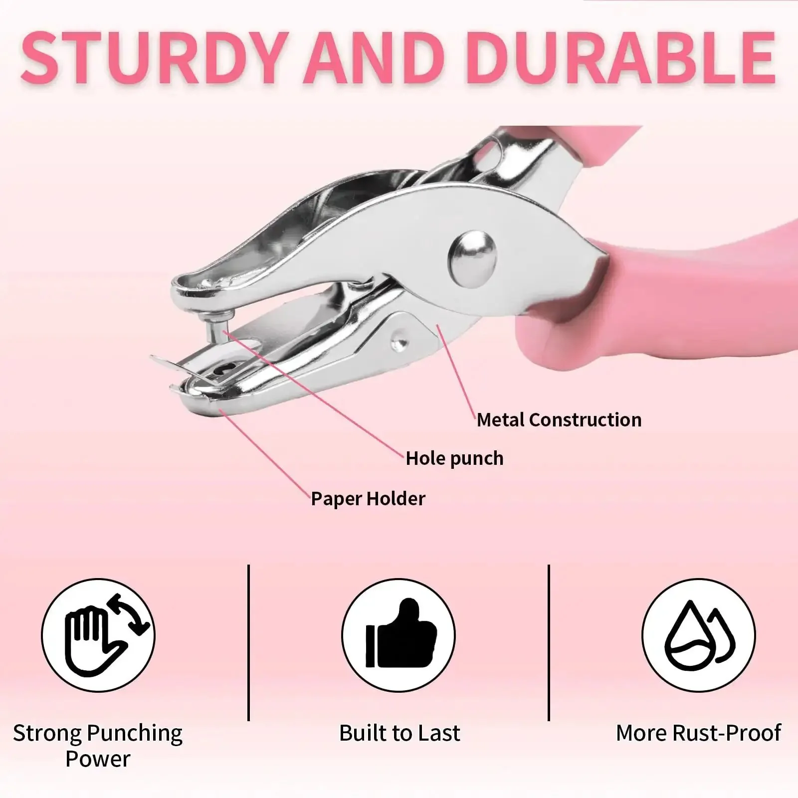 Dual Hole Punch Set With Soft Grip Handles In Pink For One Eighth Inch And One Quarter Inch Holes Totally Game Changing For Crafts Scrapbooks Tags And Tickets Easy To Use With Clean Edges Six Sheets Capacity Perfect Gift For Crafters - Image 6