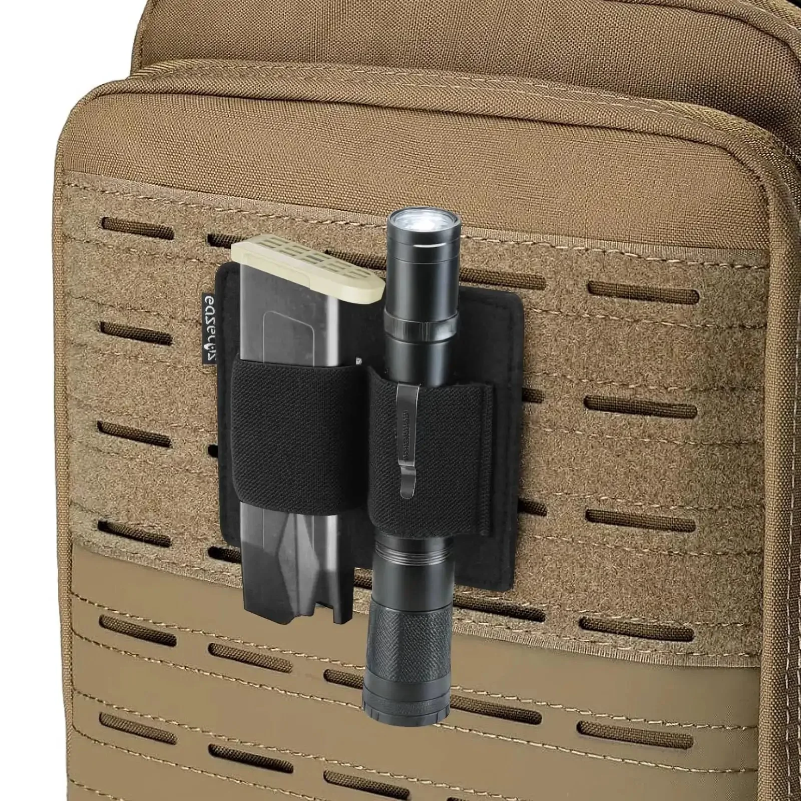 Dual Insert Pouch Elastic Holster Set, Modular Two Clip Tactical Panel, Universal EDC Organizer for Backpack, Vest, and Bag Attachments for Quick Access Gear - Image 2
