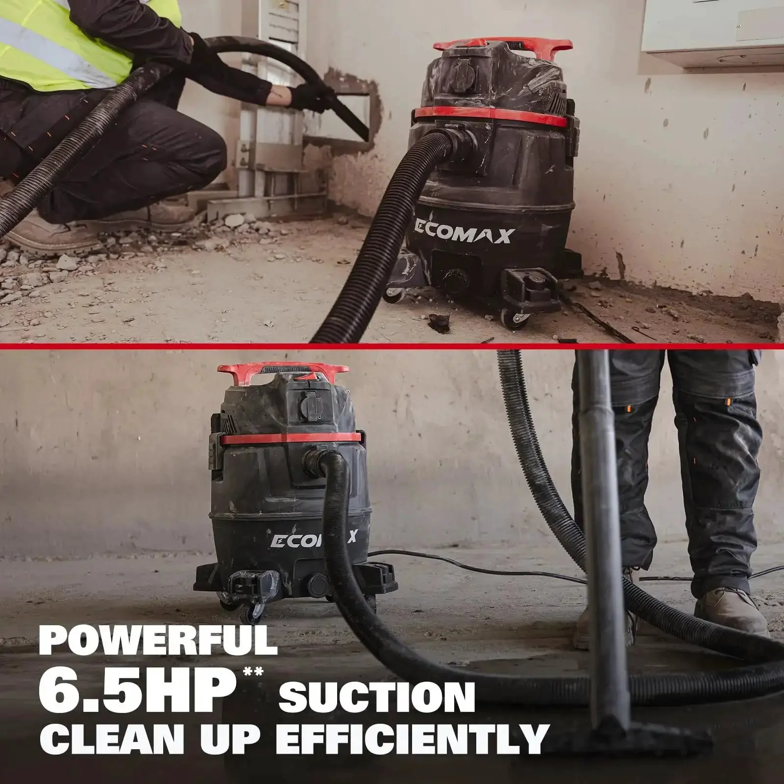 Dual-Mode Wet Dry Vacuum With Auto Tool Activation, 8 Gallon Workhorse, 6.5 HP, HEPA Filter, Anti-Static Hose, Dust-Full Indicator, 2-In-1 Dust Extractor For Woodworking, Shop, And Garage - Image 5