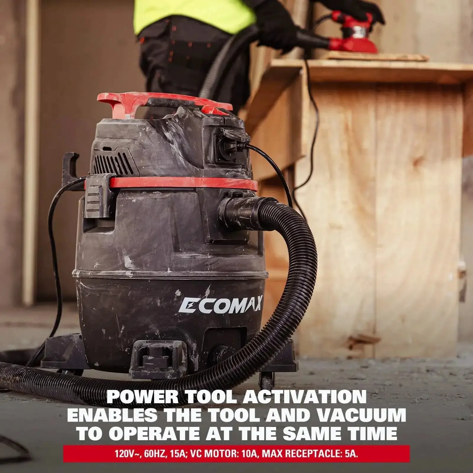 Dual-Mode Wet Dry Vacuum With Auto Tool Activation, 8 Gallon Workhorse, 6.5 HP, HEPA Filter, Anti-Static Hose, Dust-Full Indicator, 2-In-1 Dust Extractor For Woodworking, Shop, And Garage - Image 8