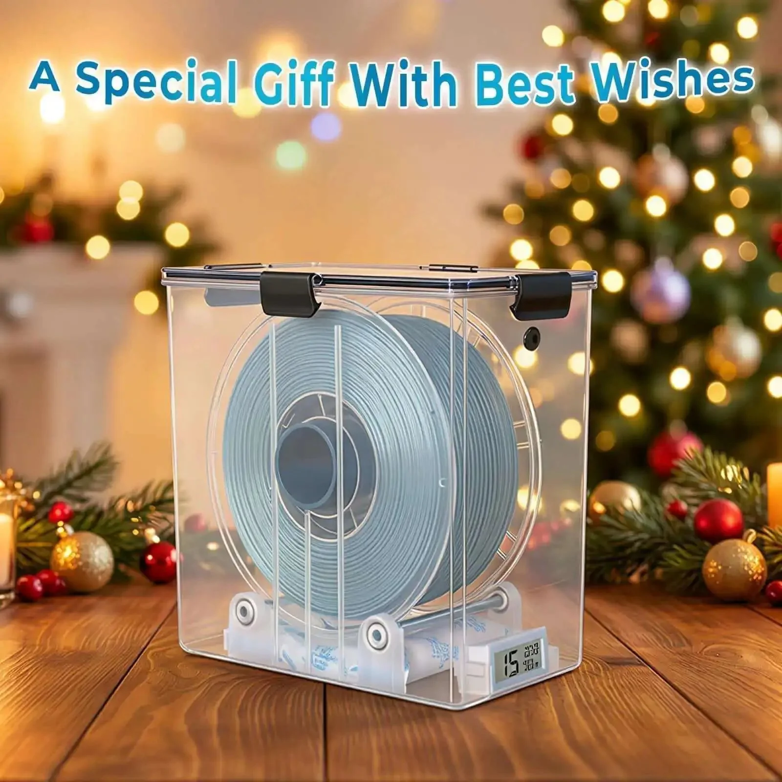 Dual Outlet Filament Storage Box With Airtight Seal, Ball Bearing Spool Holder, No-Fuss Moisture Proof Dispenser For Store While Print Continuous 3D Printing, 1.75mm And 2.85mm Filament, Works With Nylon, PLA, ABS, PETG - Image 9