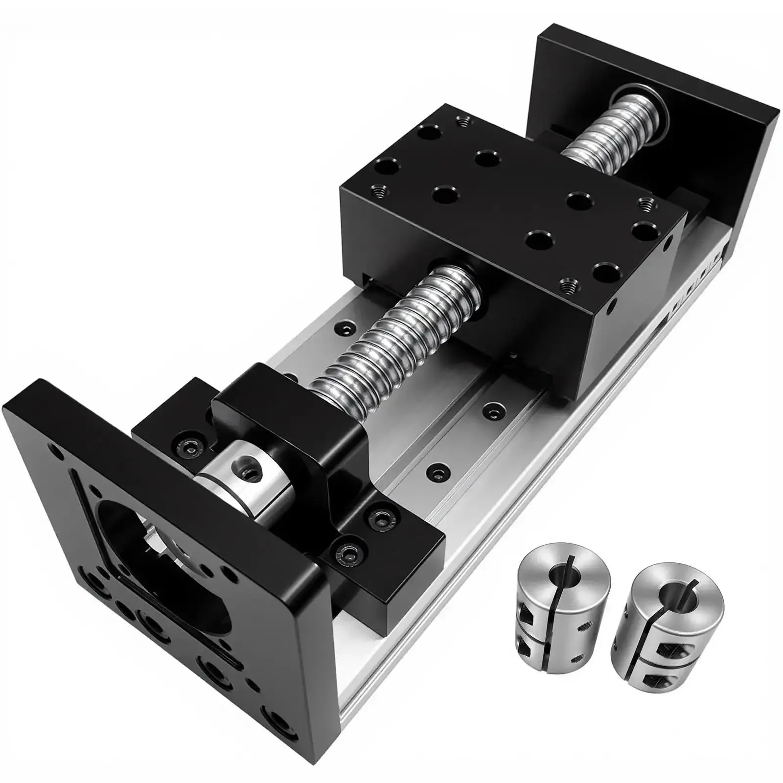 Dual Rail Linear Stage Table With Heavy Duty 12 Inch Stroke SFU1605 Ballscrew 300mm Travel 50x80mm Work Surface Electric Precision Slide 110 lb Load Capacity Fits NEMA17 42mm And NEMA23 57mm Steppers Ideal For CNC And Lab Applications