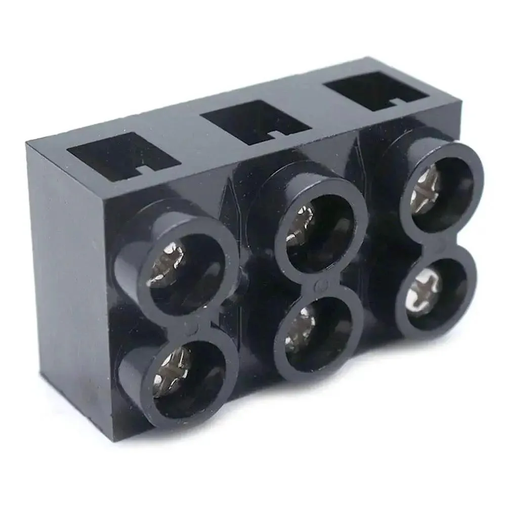 Dual Row 3 Position Screw Terminal Block Kit 500V 60A Electrical Barrier Strip 2 Pack Brass Screw ABS Housing With Insulated Terminals For Secure Wire Connections And Plug In Ready Mounting In Industrial Wiring JX5 6003 - Image 4
