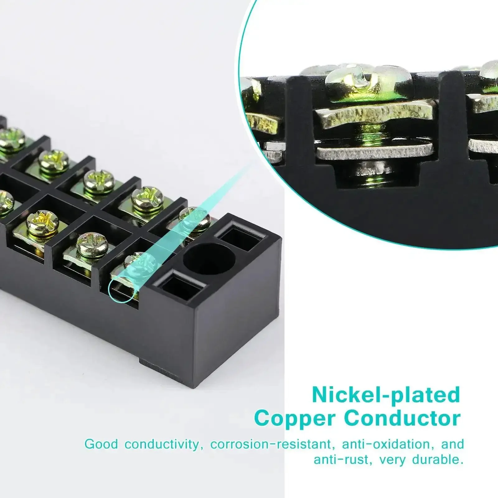 Dual Row Screw Terminal Blocks Set With Covers For Easy Wiring, 8 Sets Of 3 To 6 Positions, 600V 15A Rating, Pre Insulated Barrier Strips, 16 Pcs Terminals, Black And Red Color Coding, Tidy Jumpers And Quick Disconnects For Neat Projects - Image 3