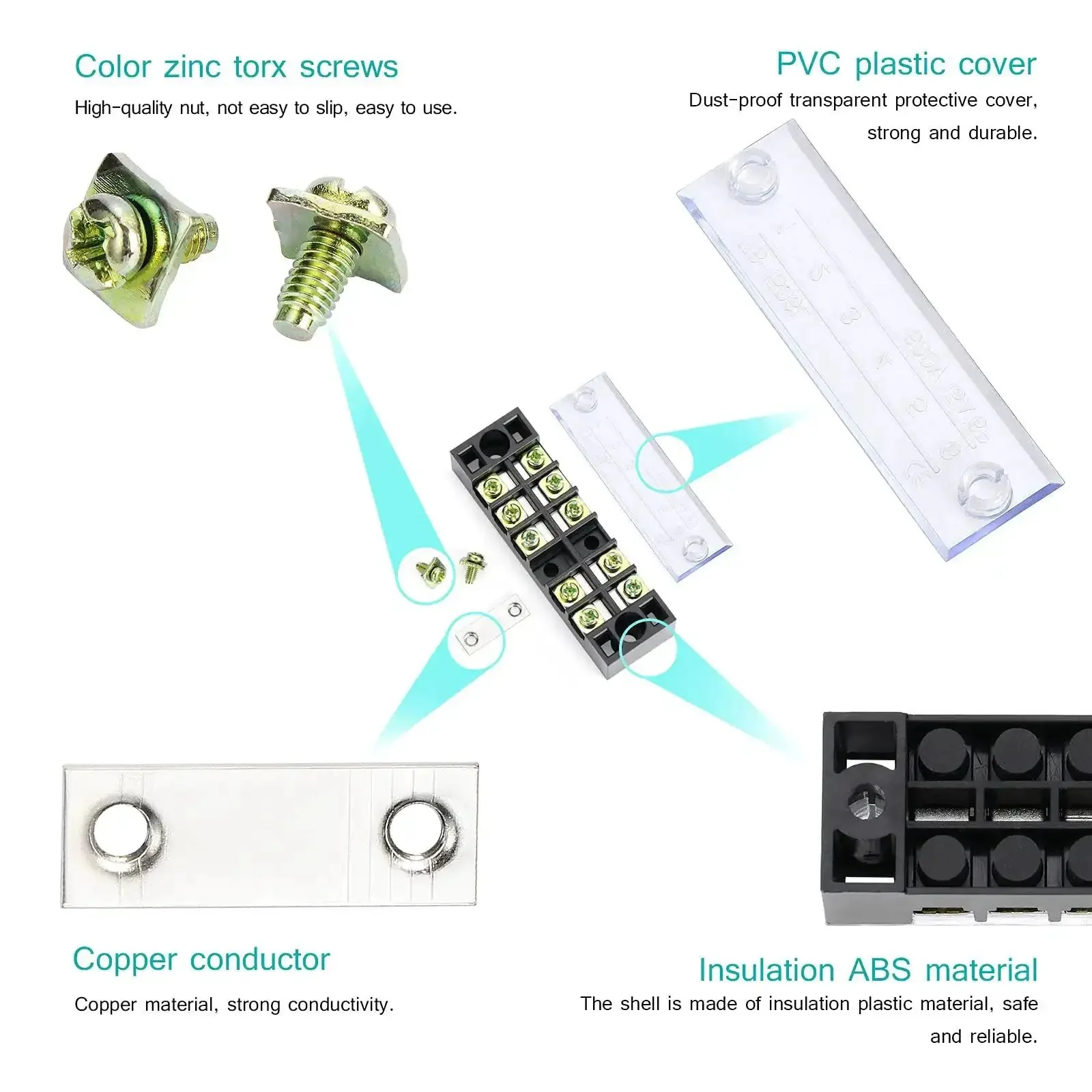 Dual Row Screw Terminal Blocks Set With Covers For Easy Wiring, 8 Sets Of 3 To 6 Positions, 600V 15A Rating, Pre Insulated Barrier Strips, 16 Pcs Terminals, Black And Red Color Coding, Tidy Jumpers And Quick Disconnects For Neat Projects - Image 5
