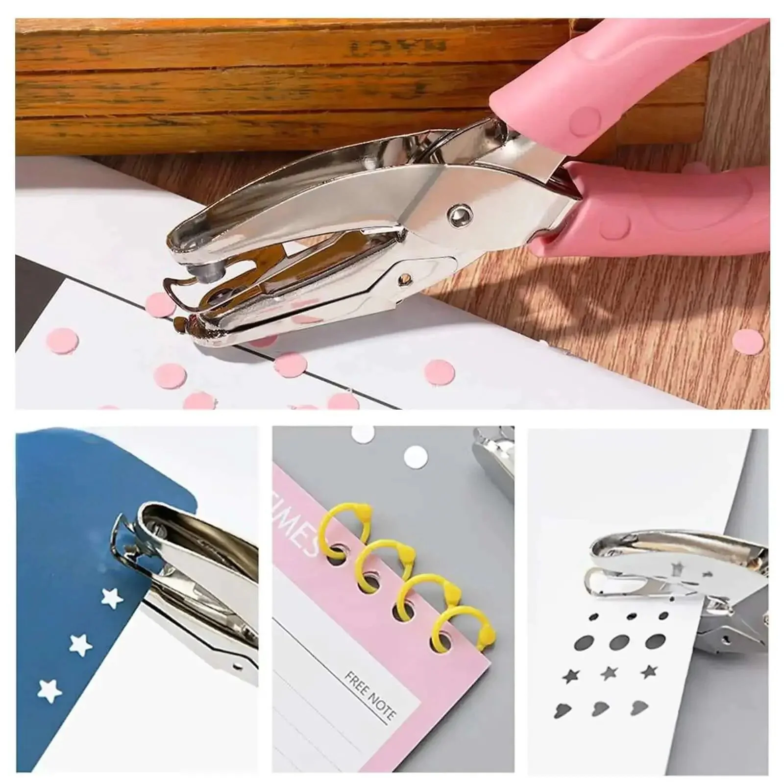 Dual Shape One Quarter Inch Star And Heart Hole Punch Handheld Paper Craft Puncher With Pink Soft Grip Handle For Home Office Classroom And Scrapbooking - Image 3
