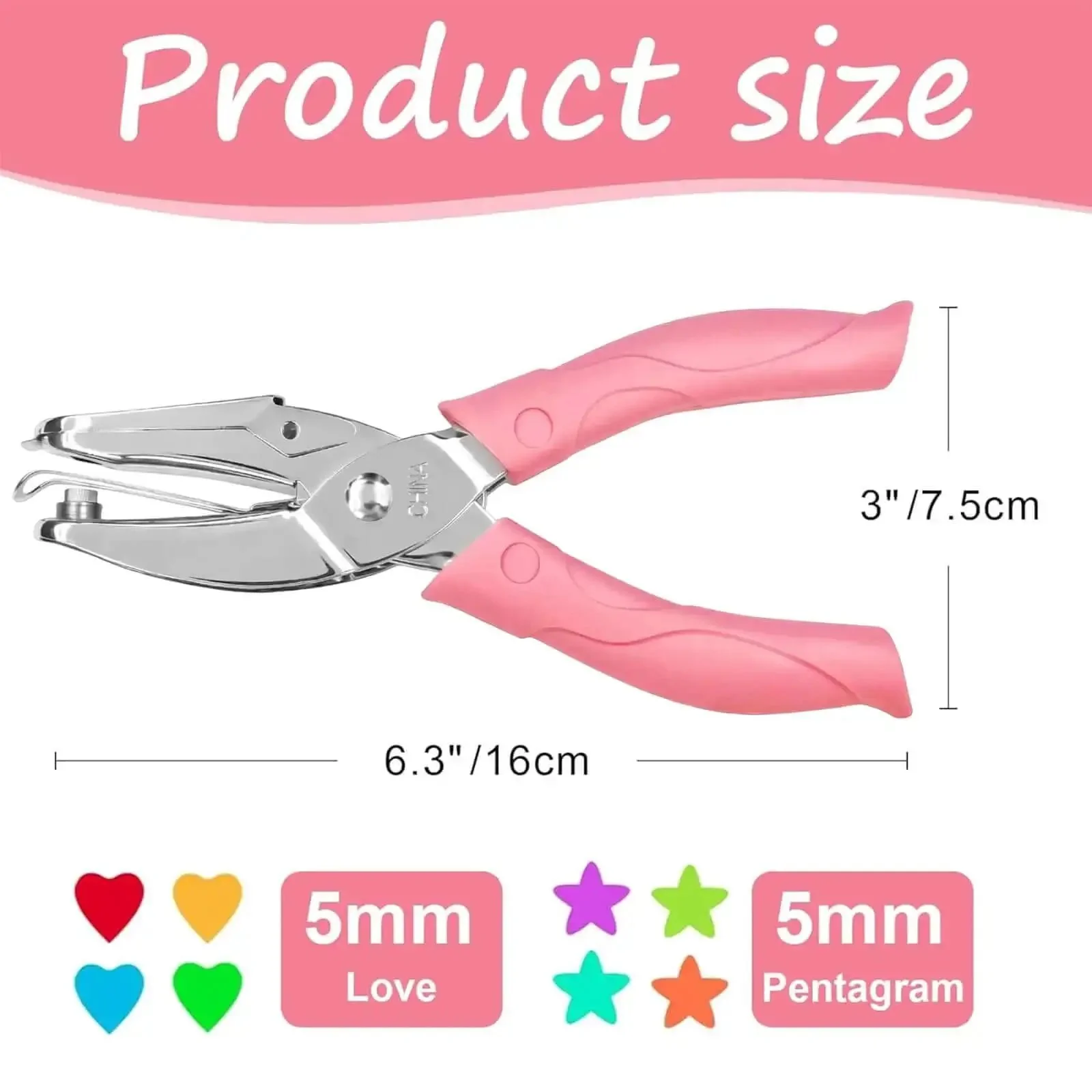 Dual Shape One Quarter Inch Star And Heart Hole Punch Handheld Paper Craft Puncher With Pink Soft Grip Handle For Home Office Classroom And Scrapbooking - Image 7