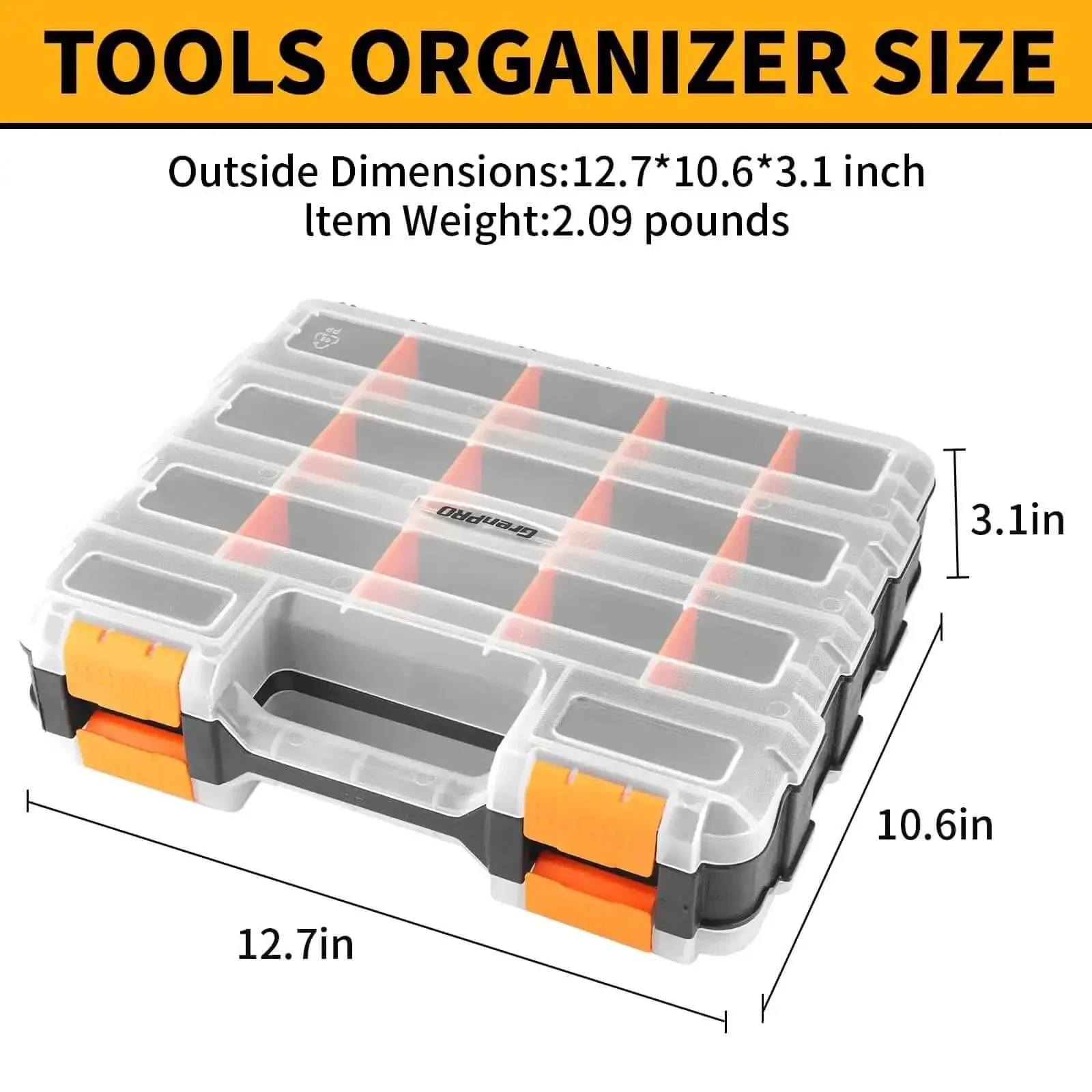 Dual Side 34 Compartments Mini Tool Box Organizer With Customizable Layout And Removable Partitions, Plastic Storage Case For Tools, Screws, Beads, Tackle, Crafts, Fishing Gear And More - Image 4