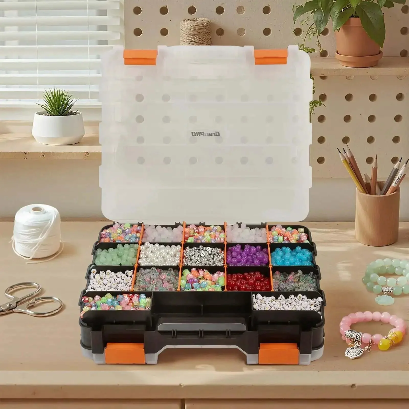 Dual Side 34 Compartments Mini Tool Box Organizer With Customizable Layout And Removable Partitions, Plastic Storage Case For Tools, Screws, Beads, Tackle, Crafts, Fishing Gear And More - Image 9