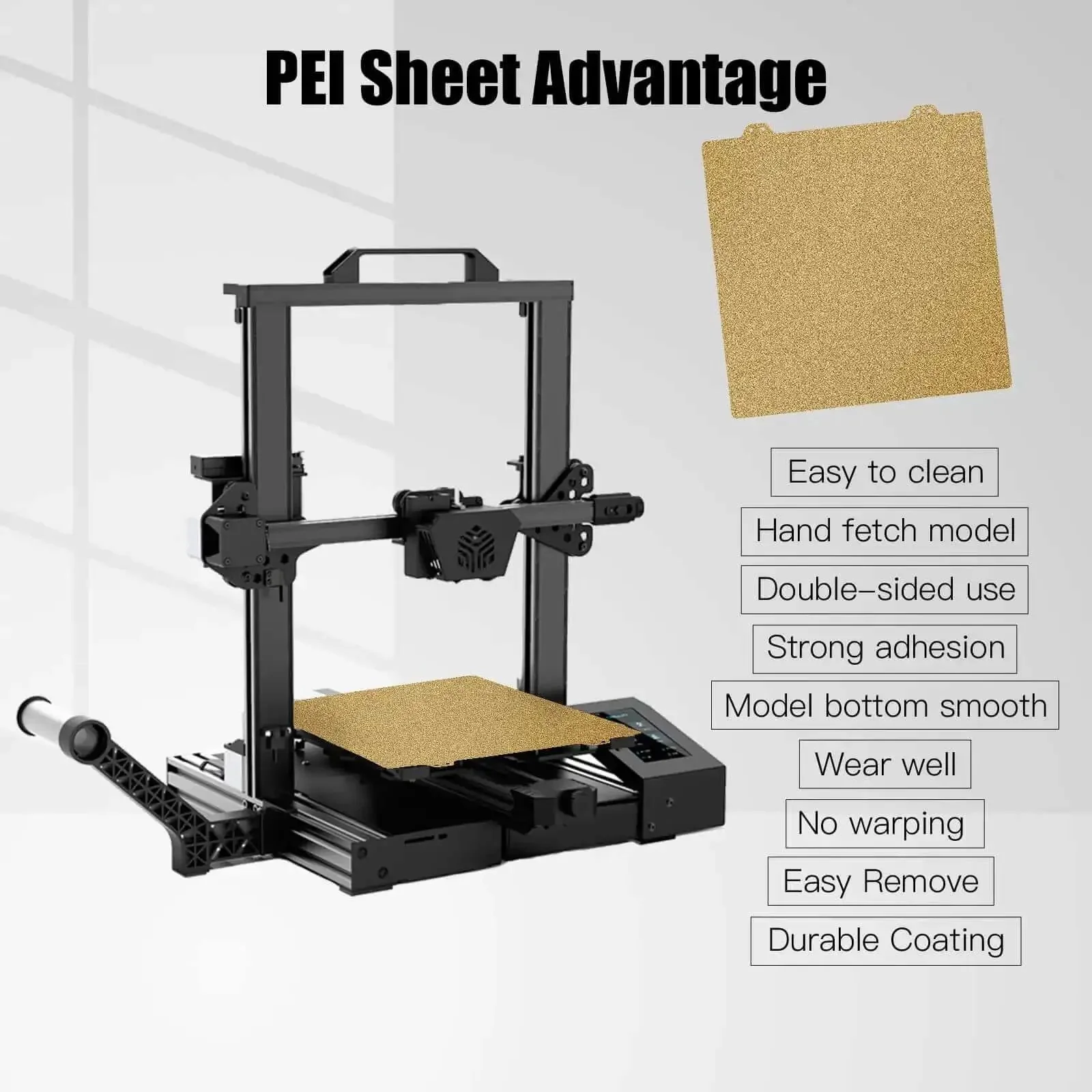 Dual Sided Textured PEI Printing Bed For 3D Printers 235x235mm With Frosted PEI Surface Grips Like A Champ On Ender 3 Pro Ender 3 V2 Ender 3 Ender 5 Series CR20 CP01 No Magnetic Bottom Sheet Included - Image 2