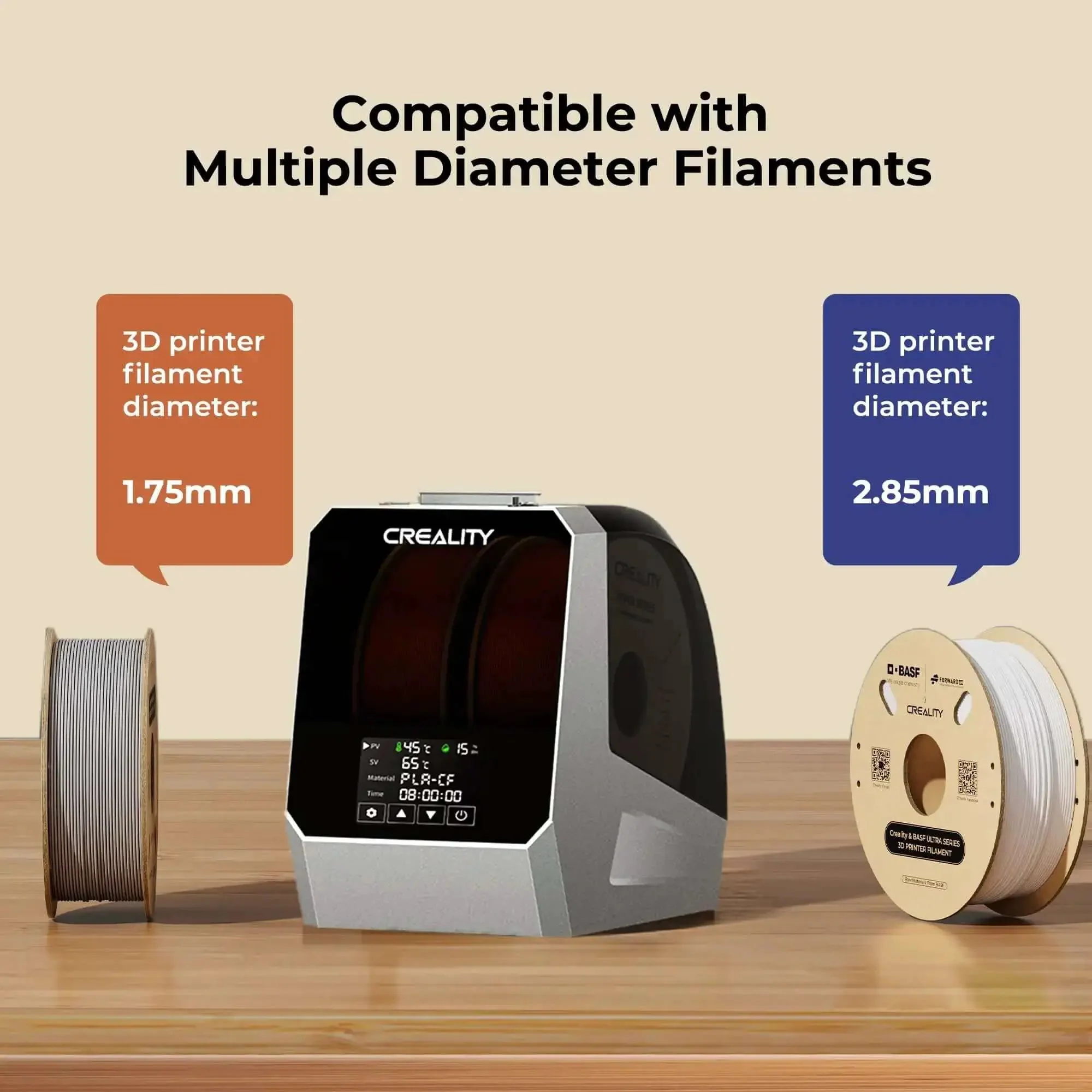 Dual Spool Filament Dryer Box For 3D Printing Space Pi Dryer Plus With 360 Degree Fast Heating And PTC Heater 4 Inch Touch Screen Compatible With PLA Silk PLA ABS PETG TPU Nylon ASA PC PA And More - Image 3