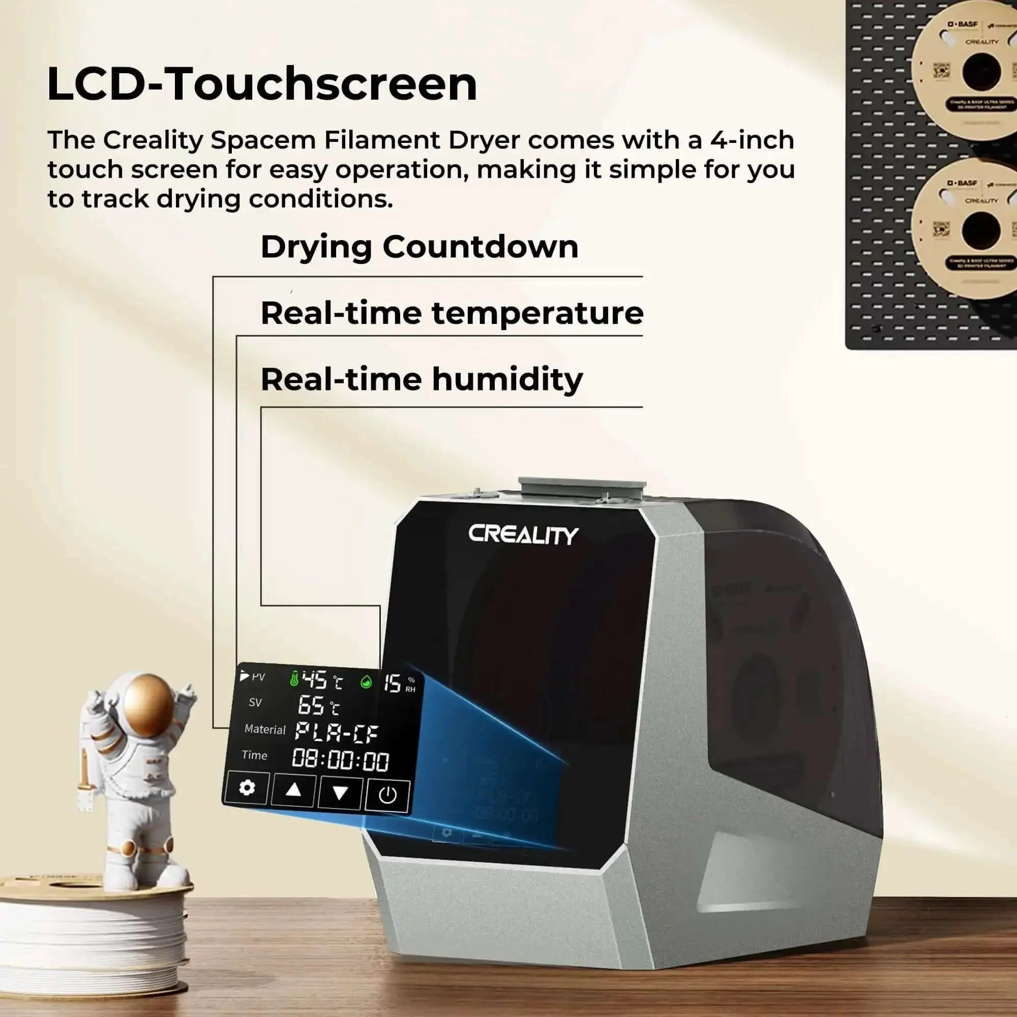 Dual Spool Filament Dryer Box For 3D Printing Space Pi Dryer Plus With 360 Degree Fast Heating And PTC Heater 4 Inch Touch Screen Compatible With PLA Silk PLA ABS PETG TPU Nylon ASA PC PA And More - Image 5