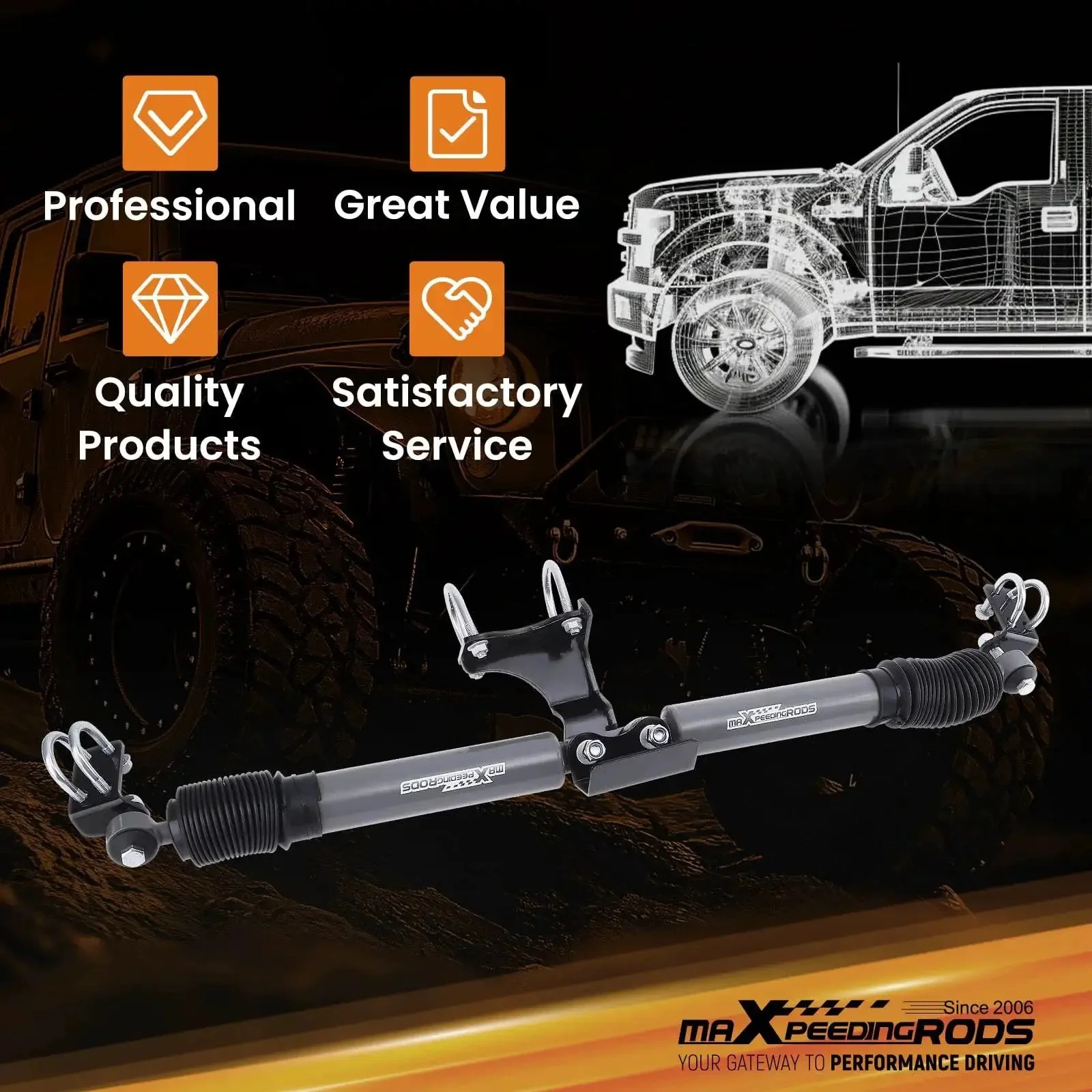 Dual Steering Stabilizer For Jeep Wrangler JK JKU 2007 2018 With 2 Inch Or More Suspension Lift G1 Upgraded Version Beefed Up Handling For Smoother Steering And Rock Solid Stability - Image 3