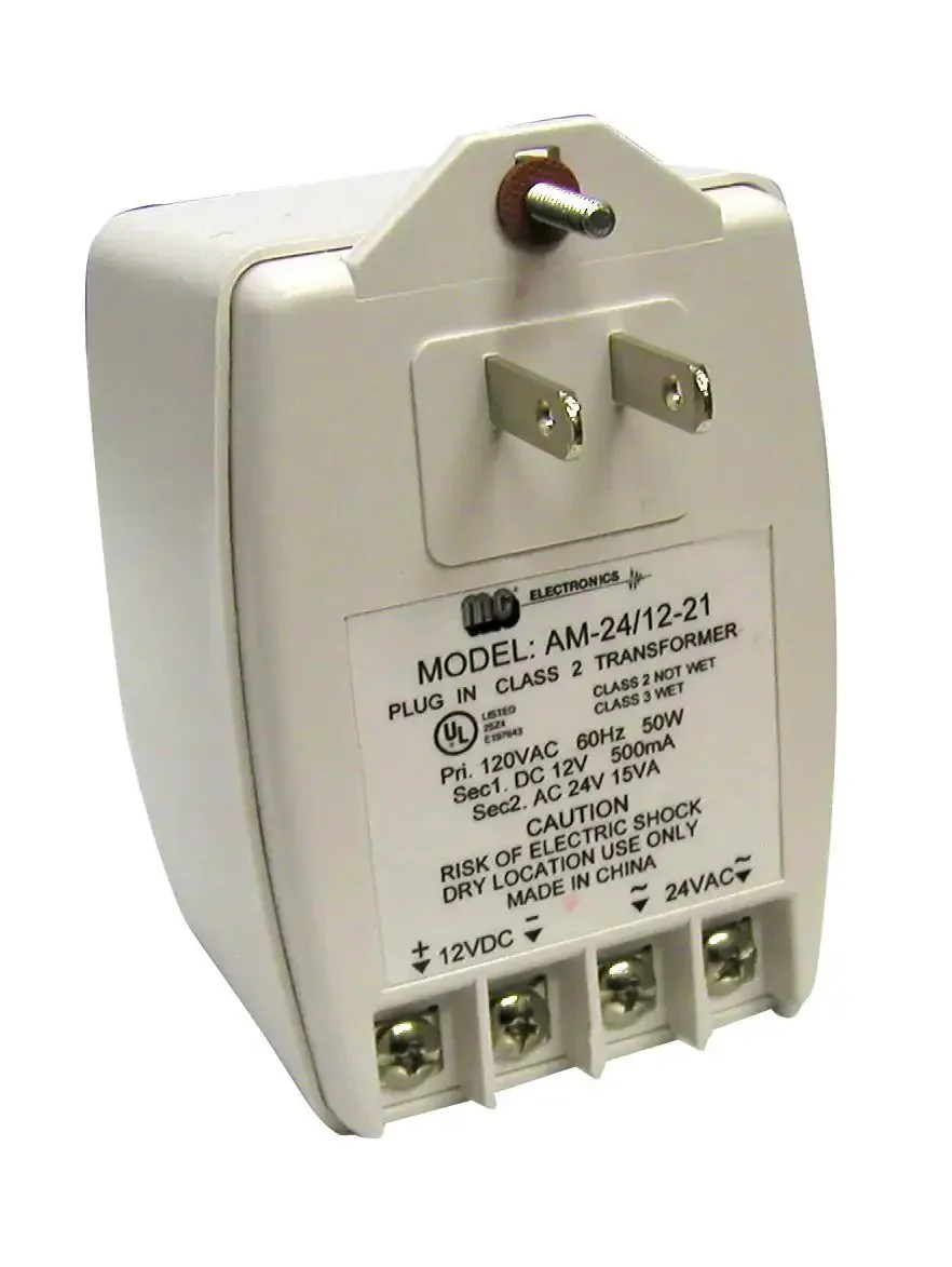 Dual Voltage Security Transformer 24VAC 1A And 12VDC 0.64A Power Supply For Home Alarm Systems And Access Control, Easy Install, Reliable Backups And Flexible Output For Security Gear