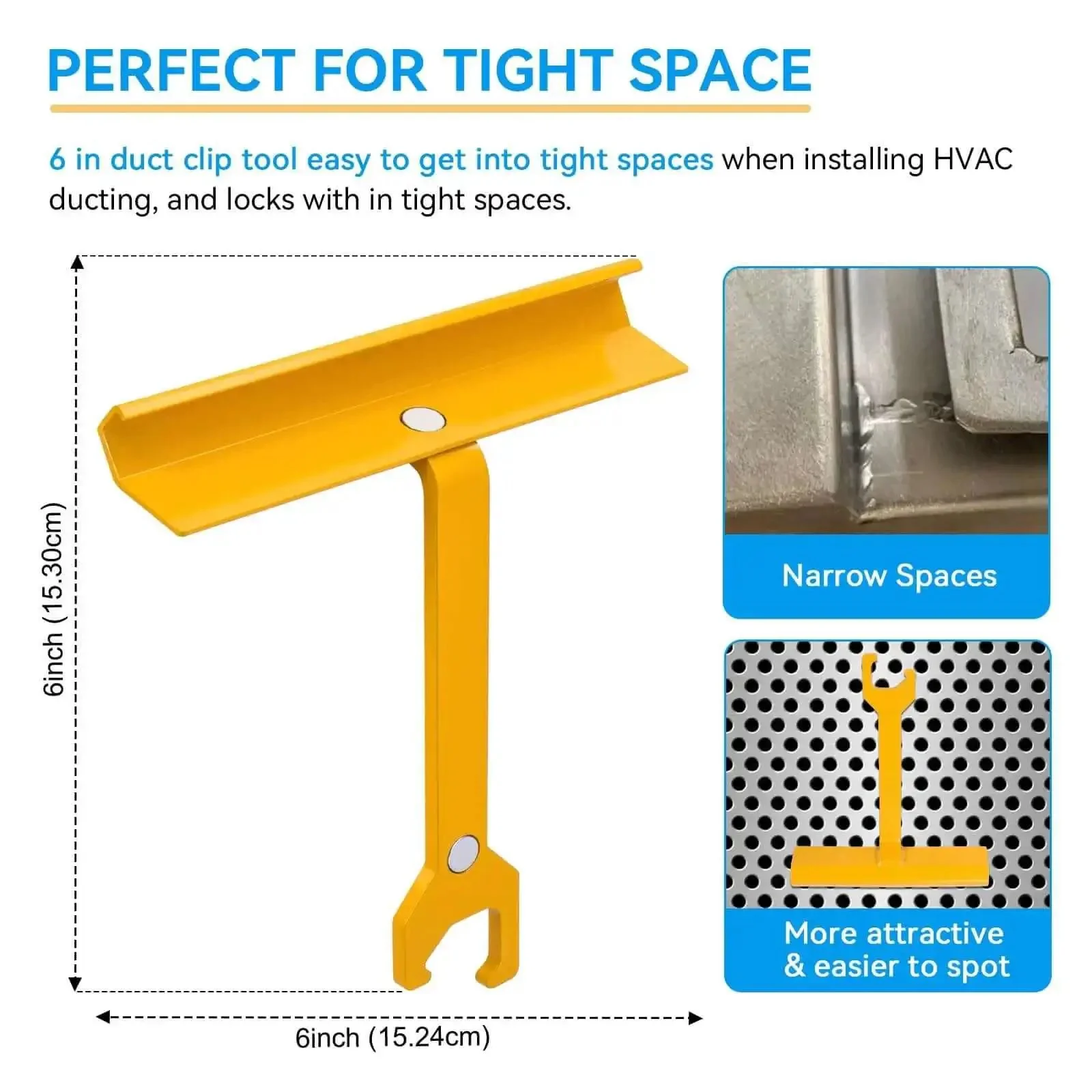 Duct Cleat Tool For HVAC Ductwork, 6 Inch Magnetic Clip System With TDC And TDF Clips, Snap In Place In Tight Spots For Fast, Precise Installations, Pro Grade HVAC Duct Clip Tools - Image 5