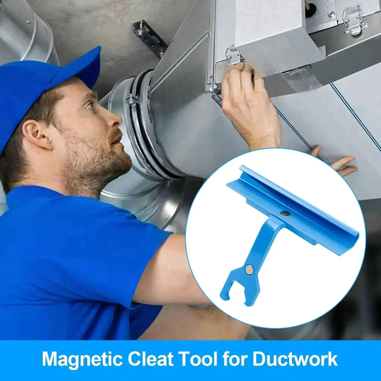 Duct Clip Tool For HVAC Ductwork With Magnetic Clip Access, PPC And PPF Cleat Tools, Pro Grade, 4 Inch Handle For Tight Spaces, Sheet Metal Fastener Tool For TDC And TDF Clips And Airtight Duct Joints - Image 2