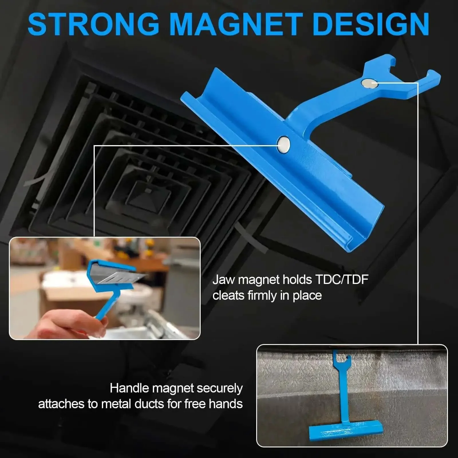 Duct Clip Tool For HVAC Ductwork With Magnetic Clip Access, PPC And PPF Cleat Tools, Pro Grade, 4 Inch Handle For Tight Spaces, Sheet Metal Fastener Tool For TDC And TDF Clips And Airtight Duct Joints - Image 6