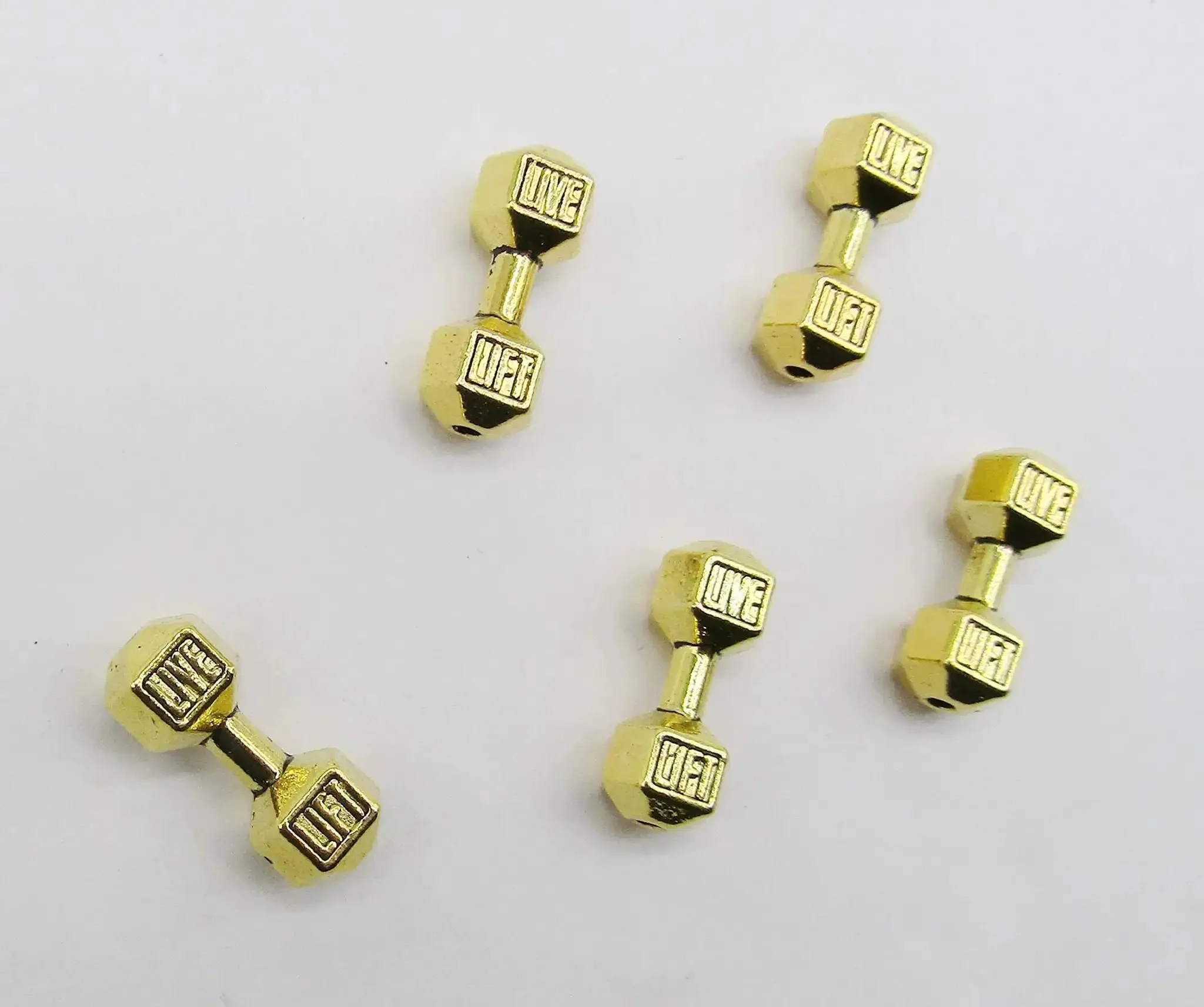 Dumbbell Charm Beads For Jewelry Making Pack Of 30 Multicolor Alloy DIY Spacer Charms Pendant Engraved Live Lift For Fitness Inspired Crafts Jewelry And Accessories - Image 4