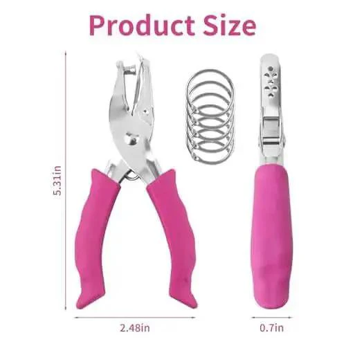 Durable 1/4 Inch Single Hole Punch For Crafts And Office Tasks, Handheld Metal Circle Cutter With Soft Grip, Includes 5 Clamp Rings, Dope For DIY Gift Tags, Scrapbooking, Cards, School Projects, And Home Office Use - Image 3