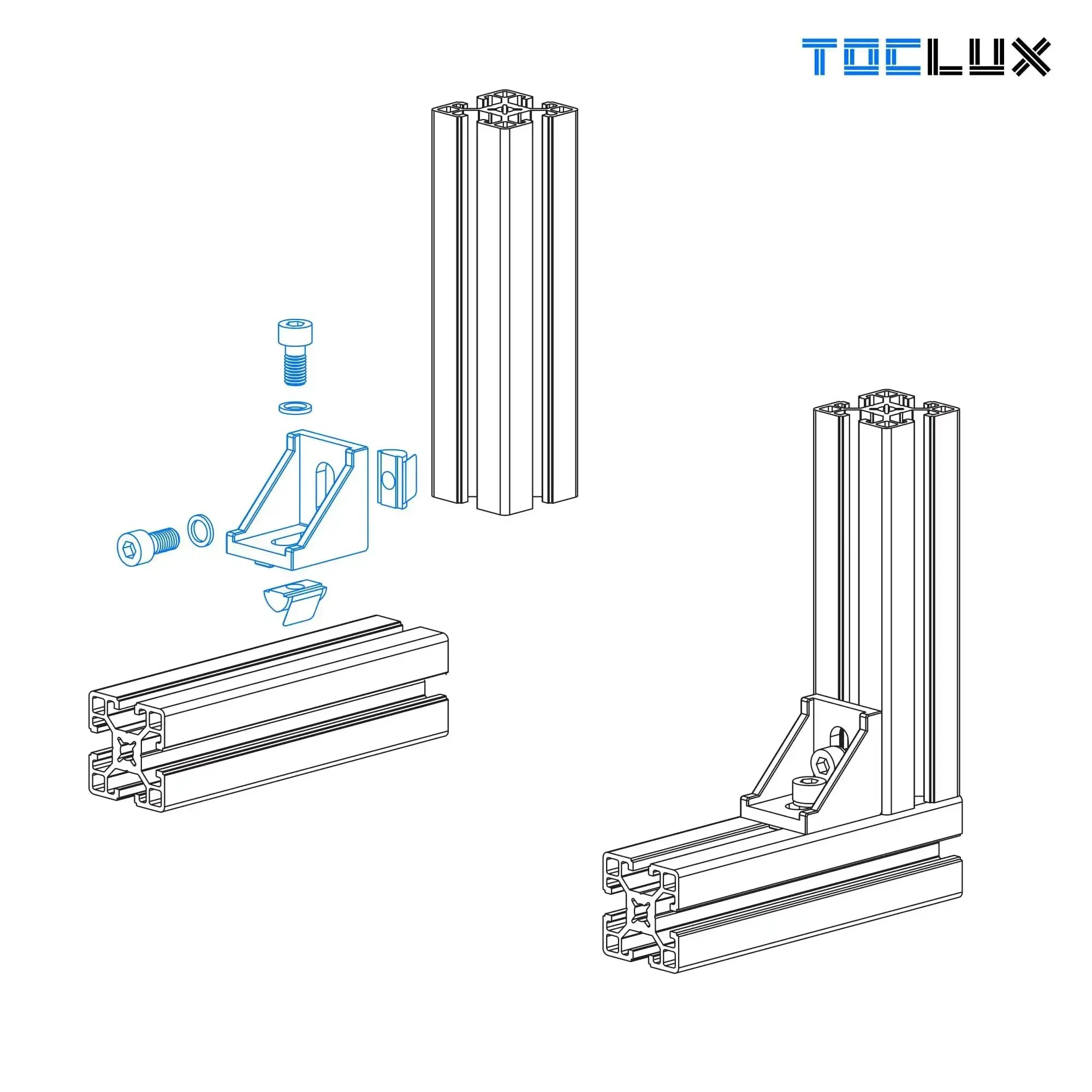 Durable Aluminum Extrusion Corner Bracket Kit For 30 Series T Slot Rails With 10 Corner Brackets 20 M6 Spring T Nuts And Screws And 1 Ball End Hex Wrench Built For Heavy Builds And Rust Resistant Hardware - Image 4