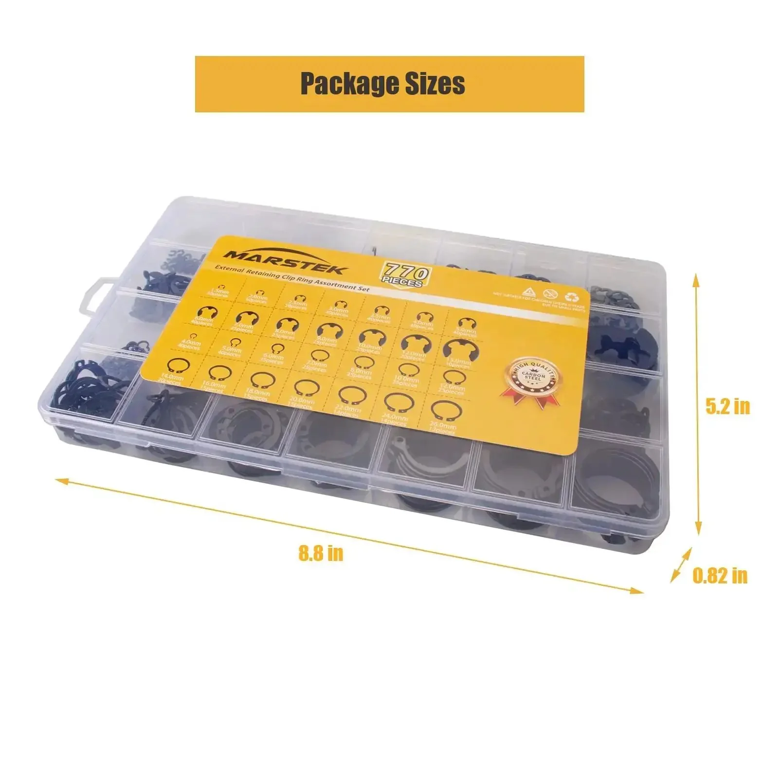 Durable C Clips And E Clips Snap Ring Assortment Kit In Black Carbon Steel With 28 Sizes For C Rings And E Rings 4mm To 26mm And 1.5mm To 15mm Beefed Up Retaining Rings Set For Mechanical And Automotive Work - Image 2