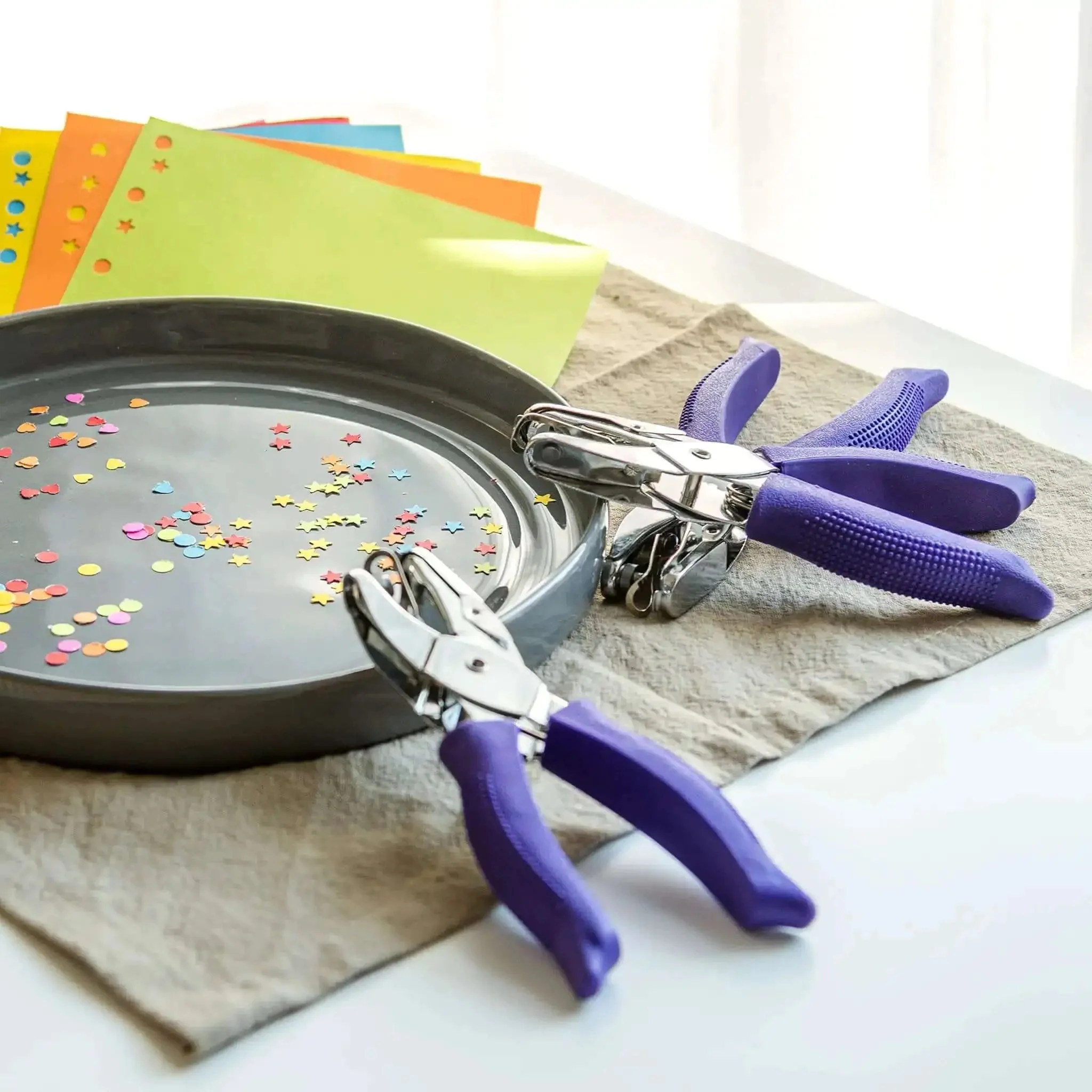 Durable Heavy Duty Hole Punch Set With Handy Soft Grip Handles For Scrapbooking And Crafts, Includes Star, Circle, And Heart Shapes, 3/16 Inch Star, 1/4 Inch Circle, And 3/16 Inch Heart Punches, Built To Last And Easy To Use - Image 3