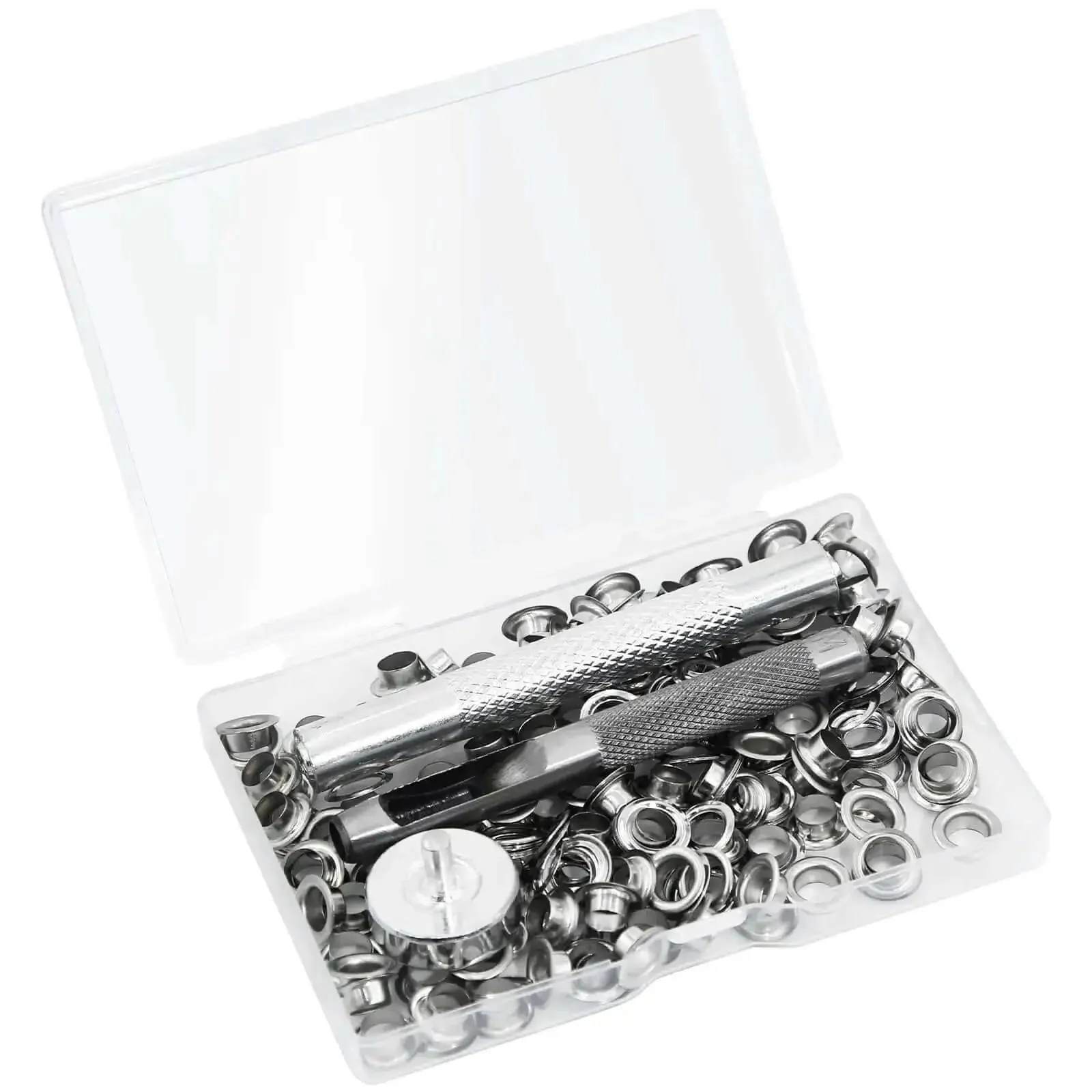 Durable Quarter Inch Grommet Kit With Tool Set Of 120 Metal Eyelets And Punch Tools In A Handy Storage Case For Fabric Leather Canvas Tarp Repair Sewing DIY Crafts And Craft Projects