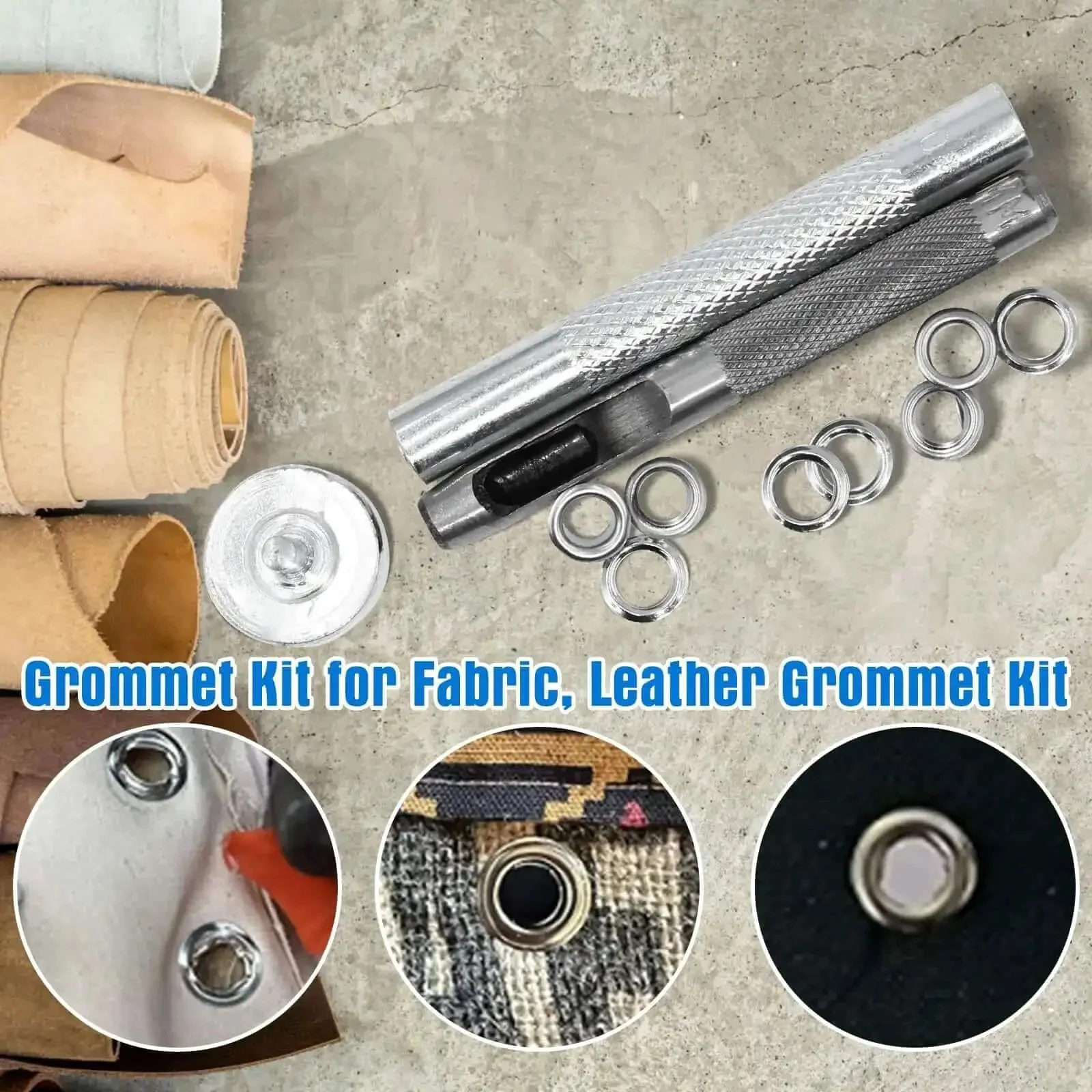 Durable Quarter Inch Grommet Kit With Tool Set Of 120 Metal Eyelets And Punch Tools In A Handy Storage Case For Fabric Leather Canvas Tarp Repair Sewing DIY Crafts And Craft Projects - Image 6