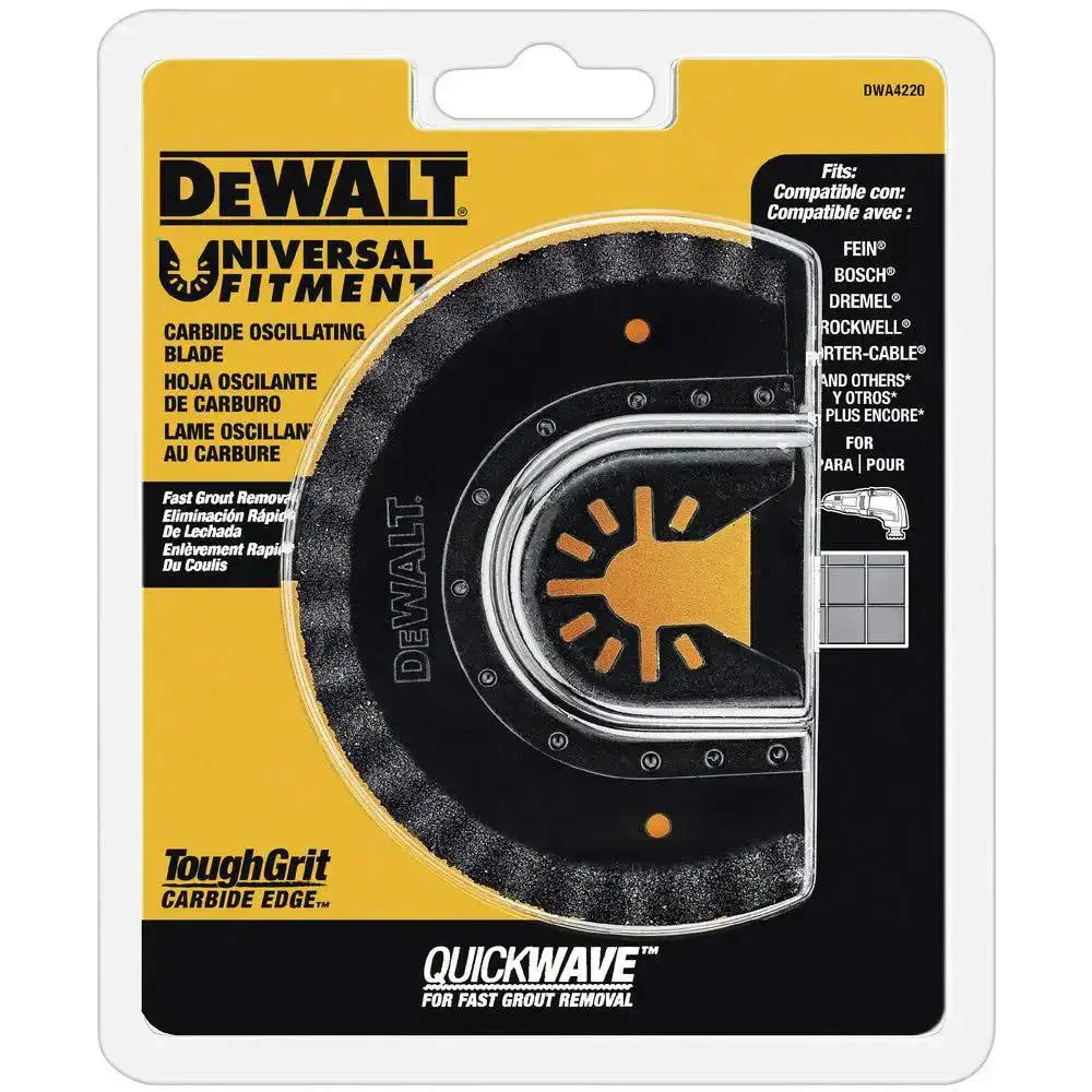 Dwa4220 Oscillating Fastcut Carbide Grout Removal Blade For Tile Grout Removal Universal Fit For All Major Brands No Adapter Needed Durable Carbide Edge For Grout Busting And Quick Cutting