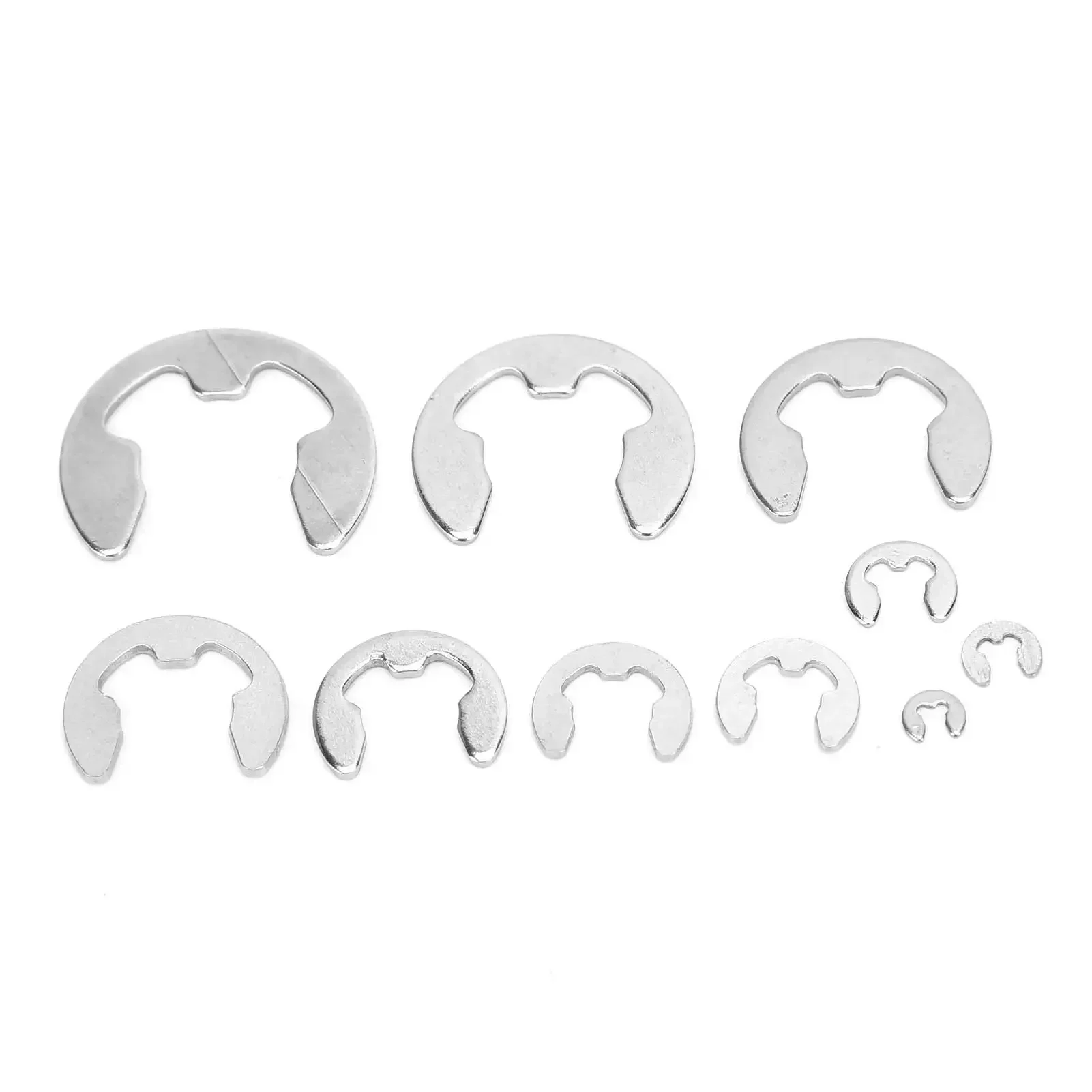 E Clip Washer Kit 120 Piece Stainless Steel M1.5 To M10 External Retaining Rings For Fixing Bearings Pulleys Shafts And Other Moving Parts With Smooth Burr Free Edges - Image 3