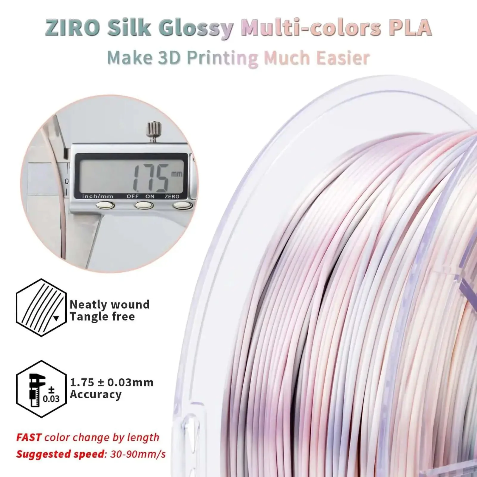 Earth Tone Silk PLA Filament With Dope Gradient Color Change For 3D Printing On Most FDM Printers, Glossy Finish, 1Kg Spool, High Dimensional Accuracy 0.03mm - Image 7