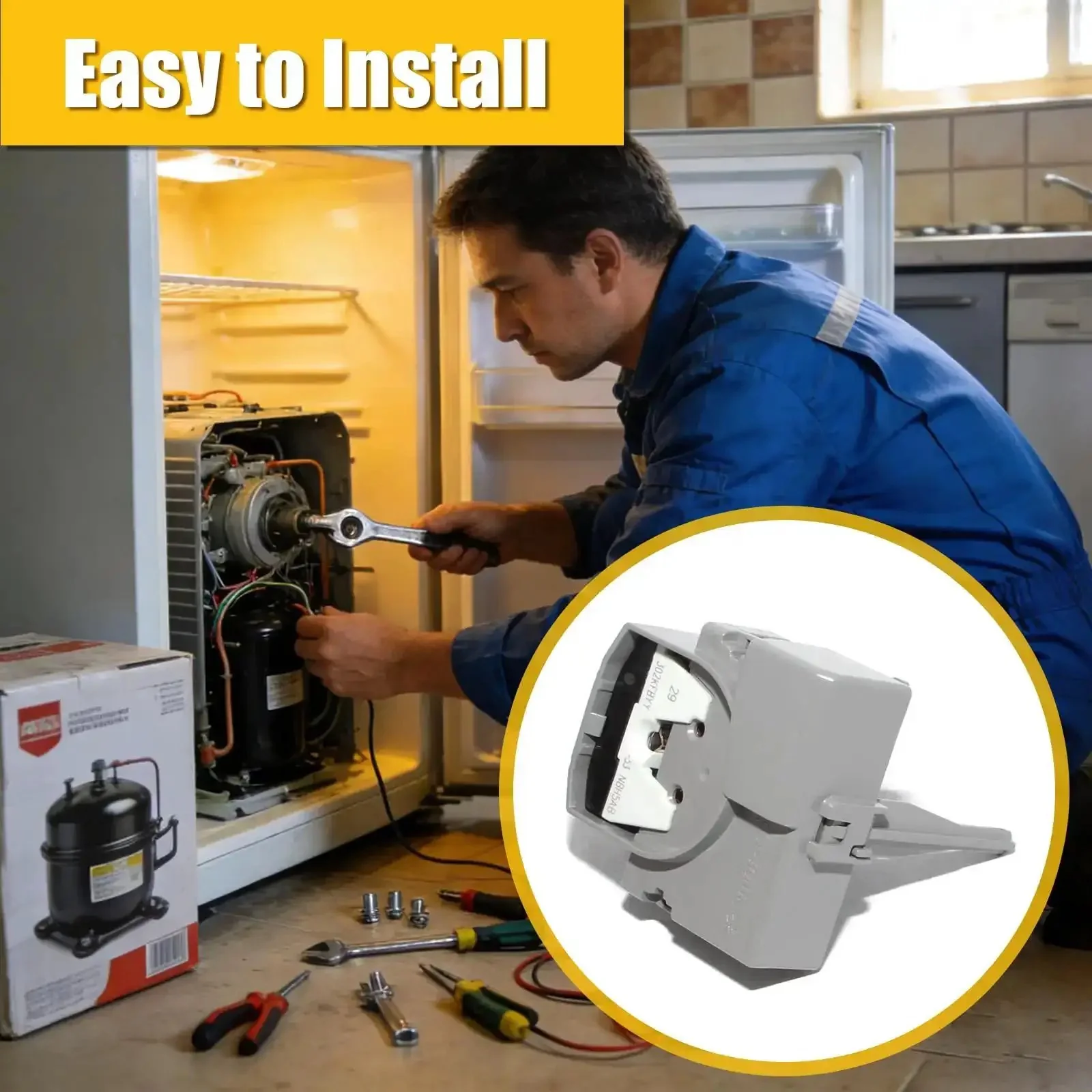 Easy Plug And Play Refrigerator Start Relay And Overload Protector Replacement For Quarter Inch Terminal Models Fits 110 To 120 Volt Refrigerators Includes ABE CNE CZS And DSE Series A No Brainer Upgrade For Compressor Protection And Steady Cooling - Image 4