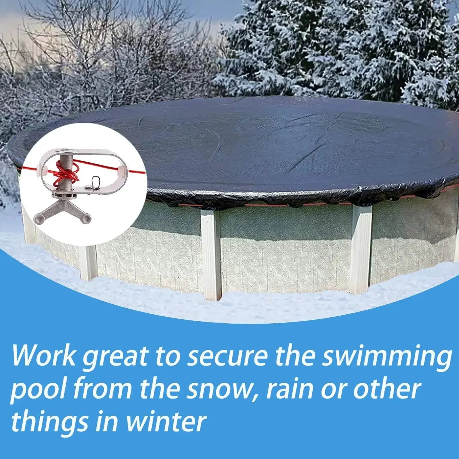 Easy To Install Pool Cover Cable And Winch Kit For Above Ground Pools, 100 Feet Of Heavy Duty Cable With Ratchet, Keeps Round, Oval, And Rectangular Winter Covers Snug And Hassle Free Against Snow, Rain, Debris - Image 3