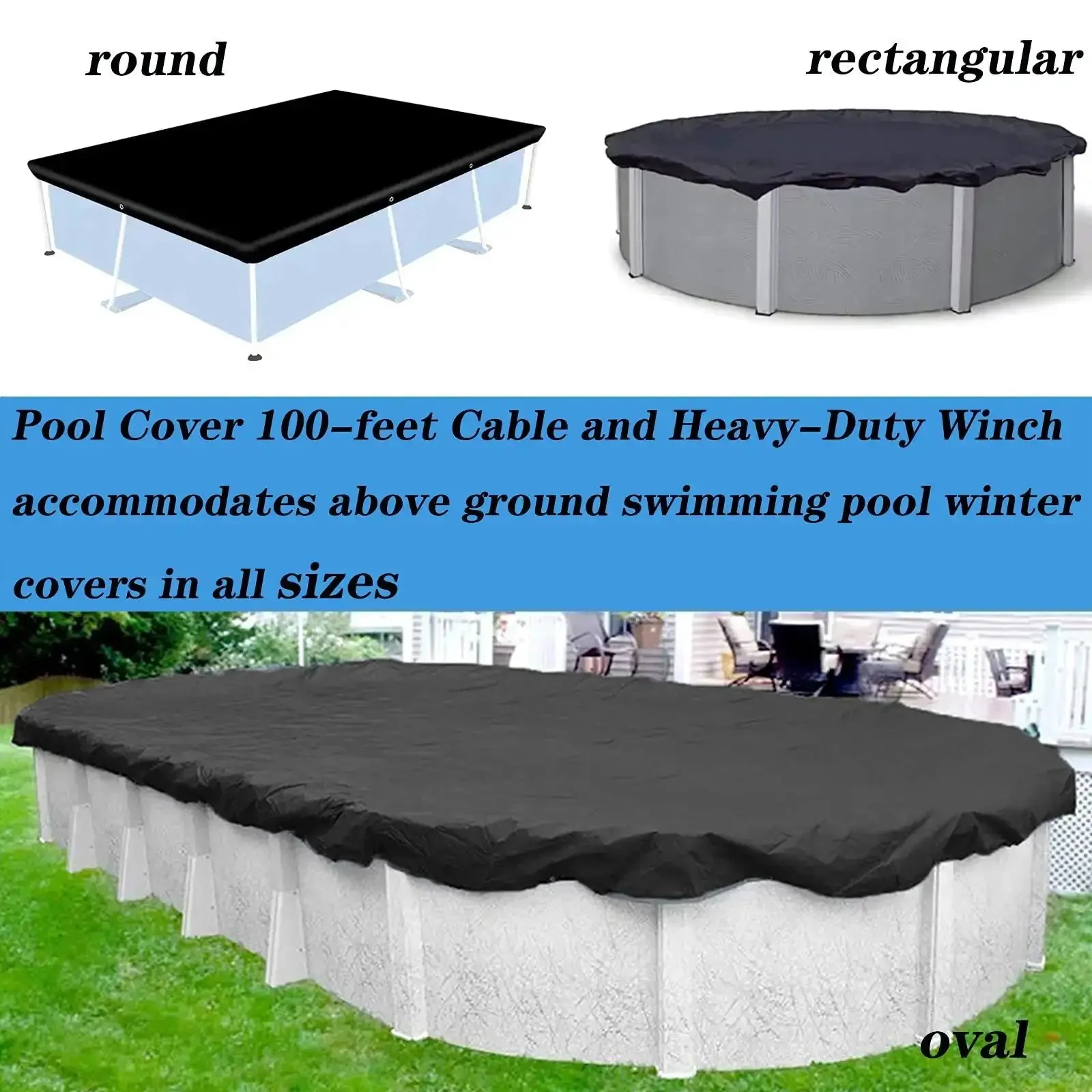 Easy To Install Pool Cover Cable And Winch Kit For Above Ground Pools, 100 Feet Of Heavy Duty Cable With Ratchet, Keeps Round, Oval, And Rectangular Winter Covers Snug And Hassle Free Against Snow, Rain, Debris - Image 5