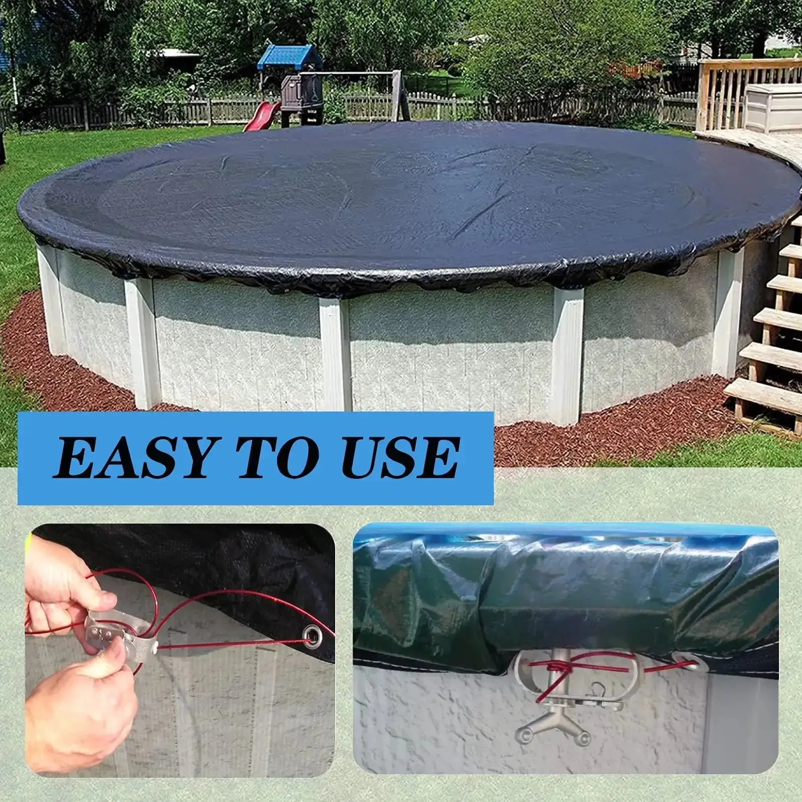 Easy To Install Pool Cover Cable And Winch Kit For Above Ground Pools, 100 Feet Of Heavy Duty Cable With Ratchet, Keeps Round, Oval, And Rectangular Winter Covers Snug And Hassle Free Against Snow, Rain, Debris - Image 6