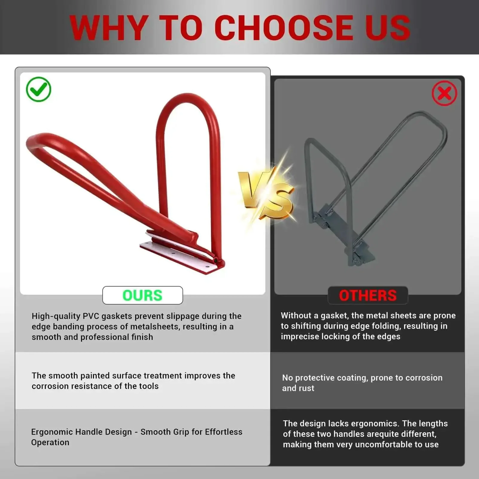 Eaves Seam Bender for Roofer Pros and Metal Fab Pros, PVC Insert Drip Edge Folding Tool for Standing Seam Roofing, 90 to 180 Degree Final Fold, High Strength Red Eaves Locker for Fascia, Flashing, Dormers and Sheet Metal - Image 2