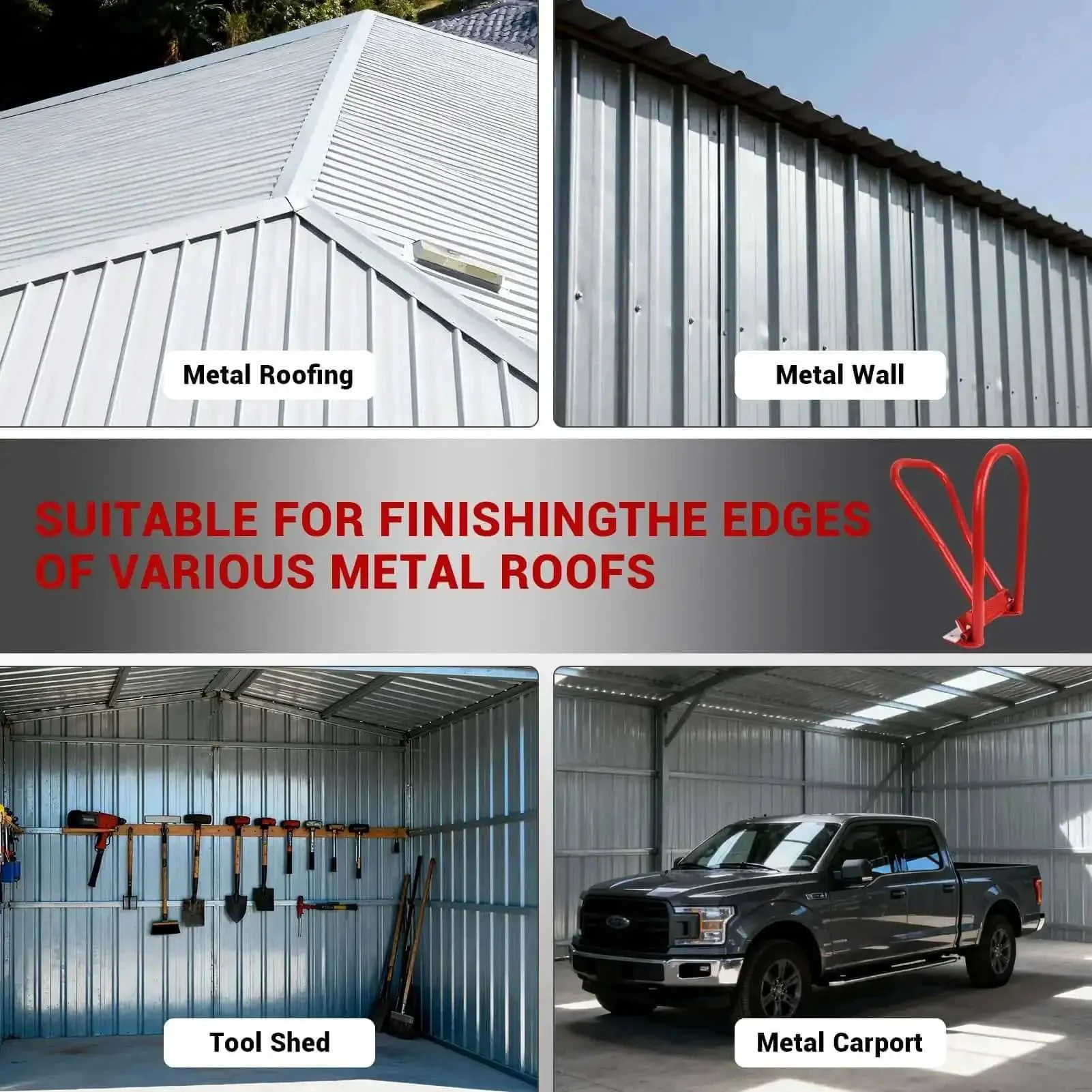 Eaves Seam Bender for Roofer Pros and Metal Fab Pros, PVC Insert Drip Edge Folding Tool for Standing Seam Roofing, 90 to 180 Degree Final Fold, High Strength Red Eaves Locker for Fascia, Flashing, Dormers and Sheet Metal - Image 3