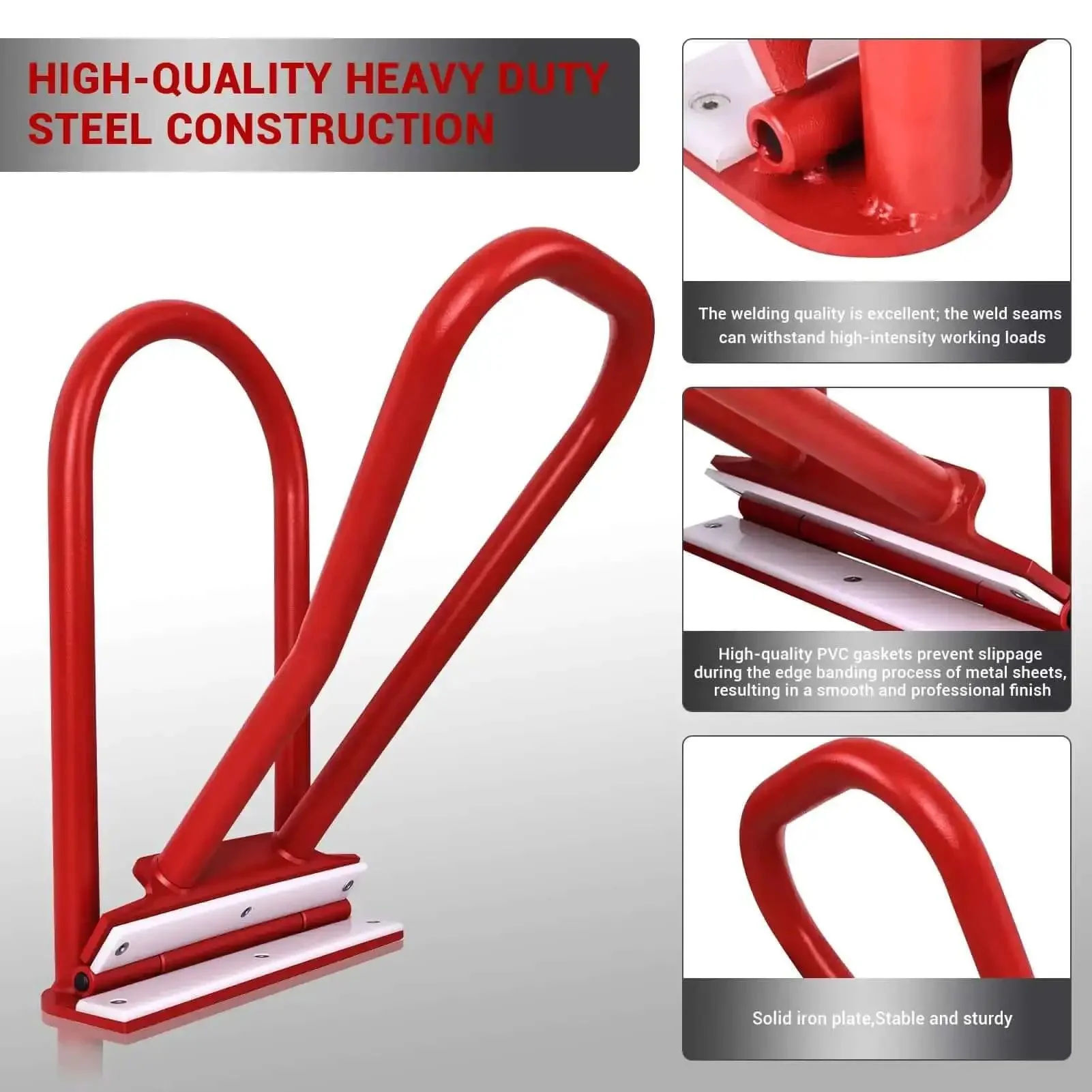 Eaves Seam Bender for Roofer Pros and Metal Fab Pros, PVC Insert Drip Edge Folding Tool for Standing Seam Roofing, 90 to 180 Degree Final Fold, High Strength Red Eaves Locker for Fascia, Flashing, Dormers and Sheet Metal - Image 4