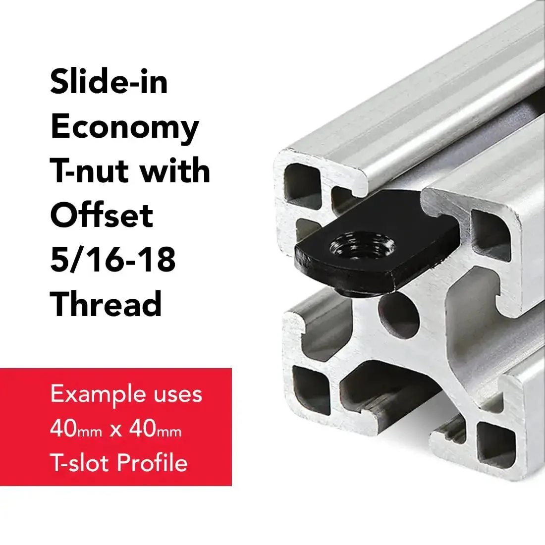 Economy Five Sixteenth Eighteen Offset Threaded Slide In T Nut For Fifteen Series Aluminum Extrusion Black Zinc Coated Steel T Slot Hardware Pack Of Twenty Five - Image 5