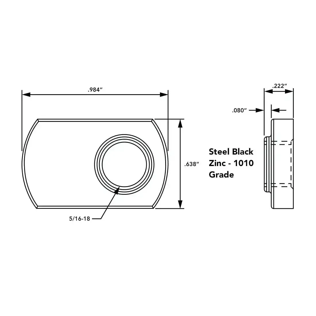 Economy Five Sixteenth Eighteen Offset Threaded Slide In T Nut For Fifteen Series Aluminum Extrusion Black Zinc Coated Steel T Slot Hardware Pack Of Twenty Five - Image 8