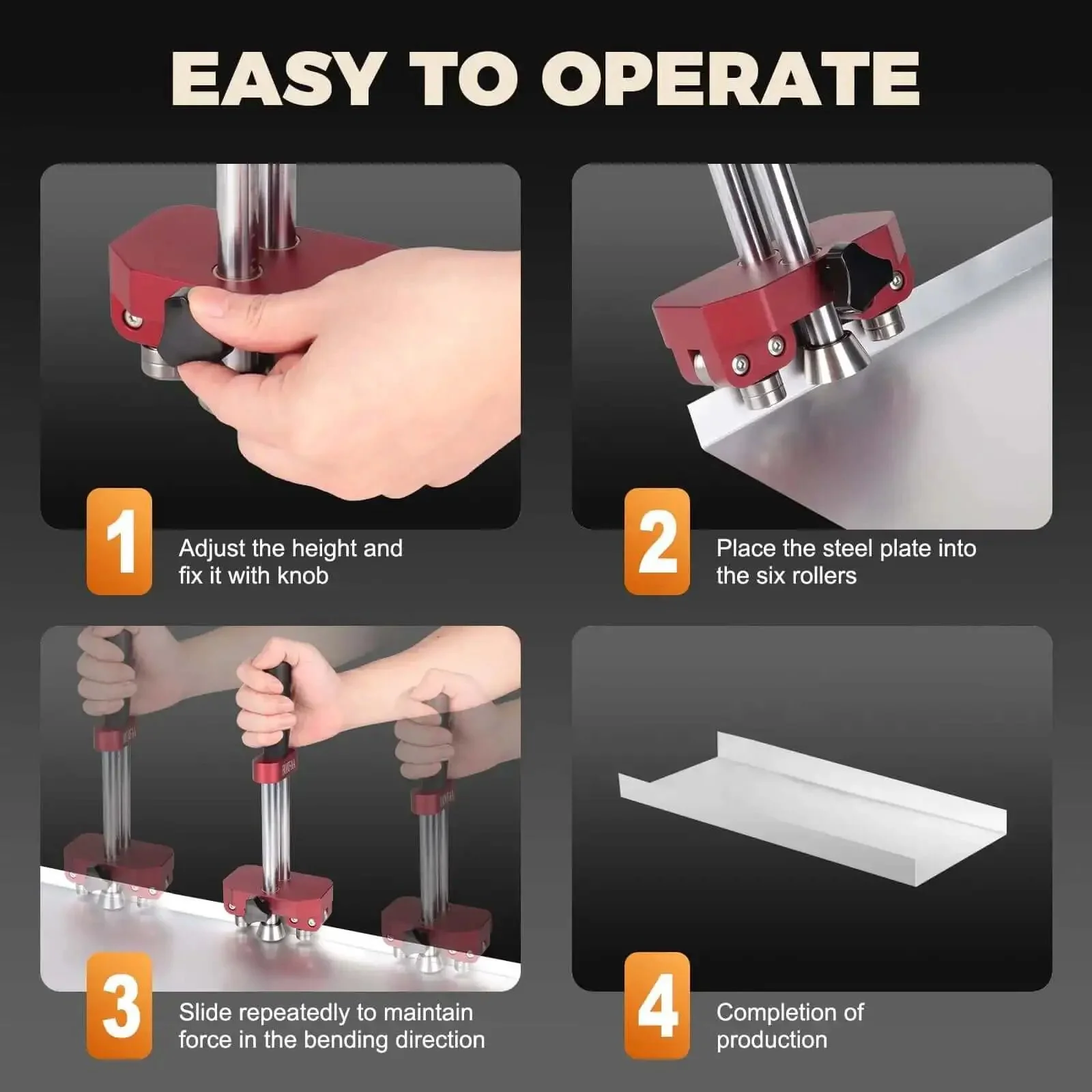 Edge Roller Bender For Sheet Metal Pro Grade Standing Seam Roofing Tool With Adjustable Height And 0 To 90 Degree Bending Large Roller For Precise Metal Panels And DIY Projects - Image 3
