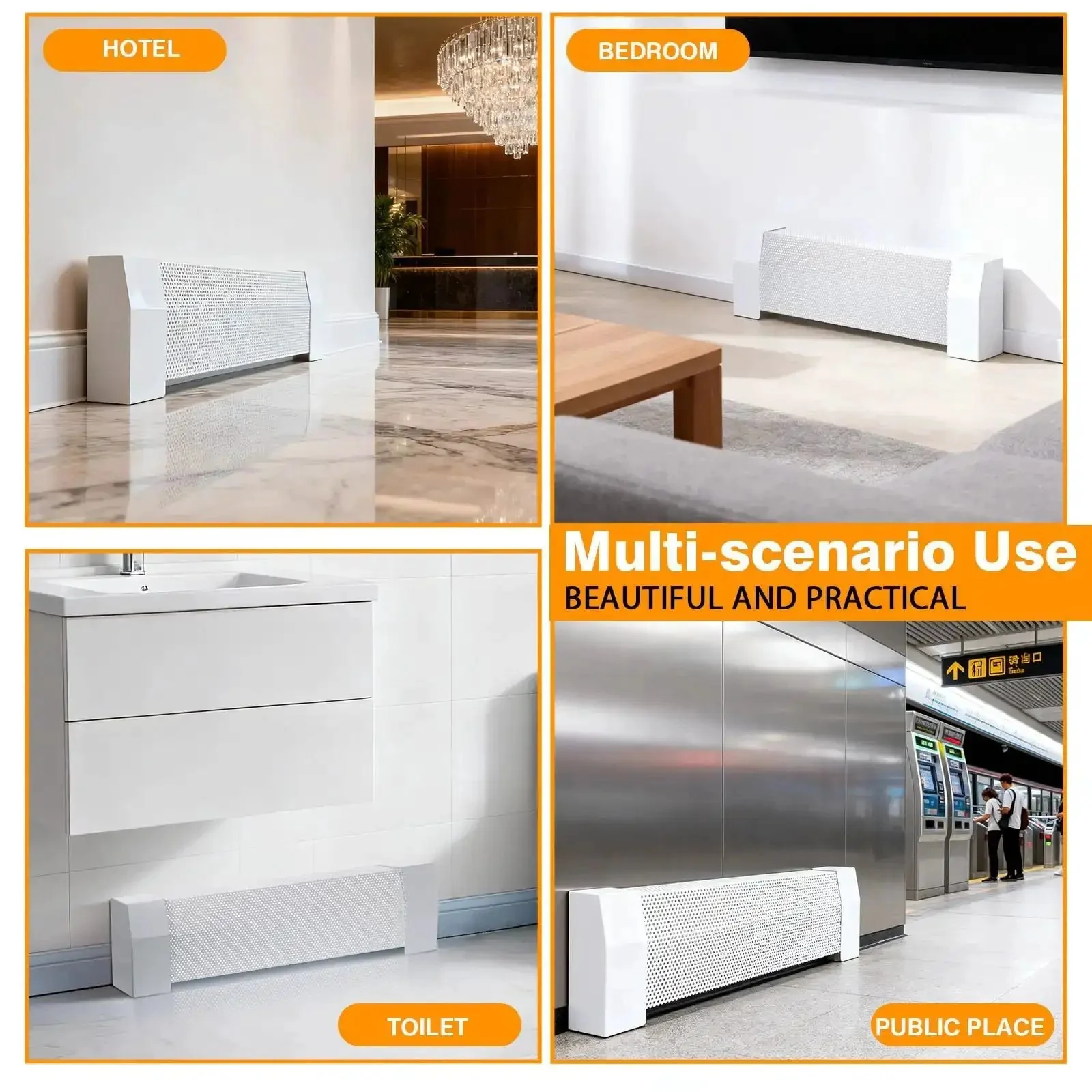 Effortless 5 Ft Baseboard Heater Cover Kit For Premium Series, Galvanized Steel, Easy Slip On Replacement With Left And Right Endcaps, White Finish, Revive Old Heat Covers In A Snap - Image 2