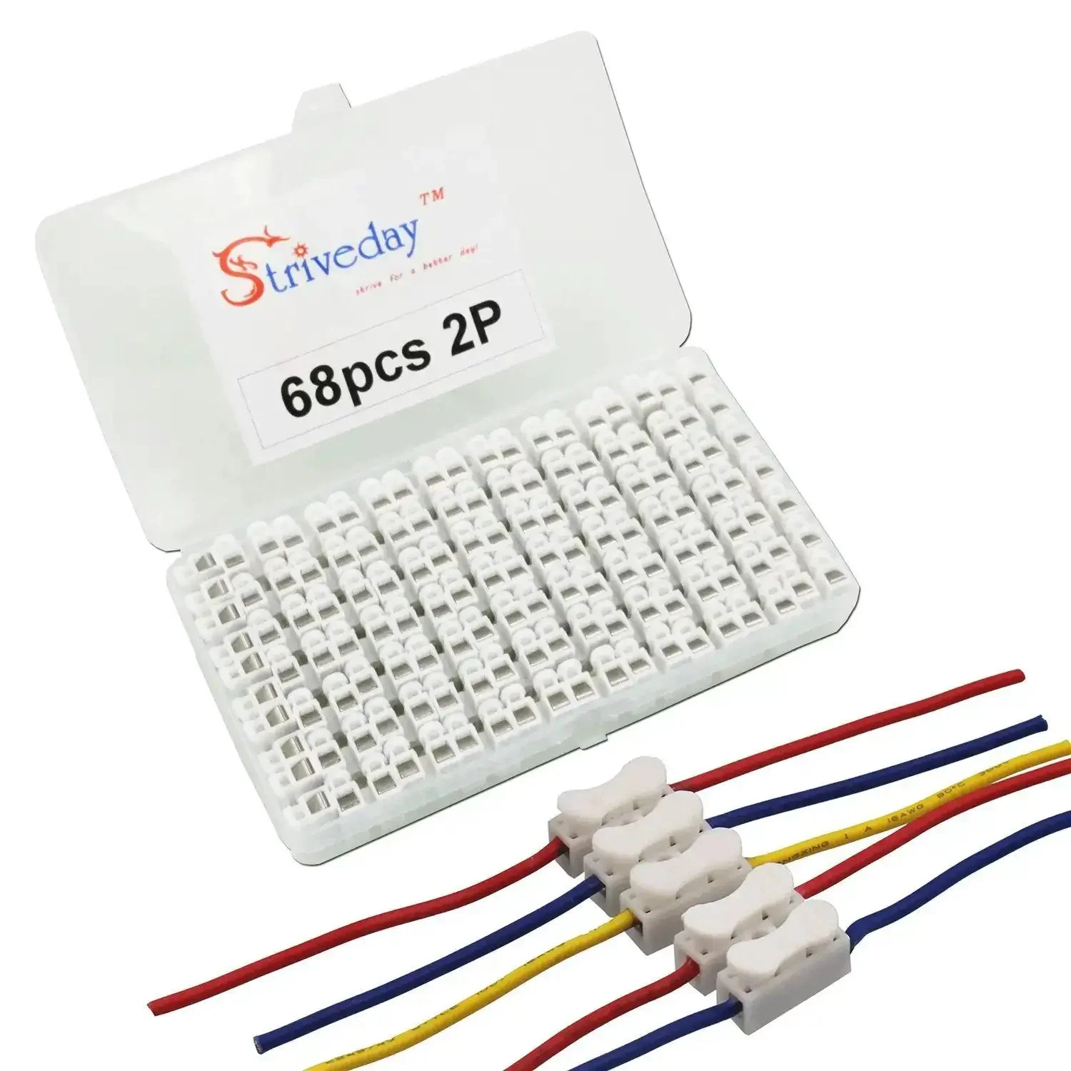Effortless Push In Terminal Connectors Set 2 Pin Spring Loaded Wires 18 To 28 AWG Tool Free Insertion Vibration Resistant Locking Perfect For DIY Auto And Home Wiring 68 Piece Pack - Image 5