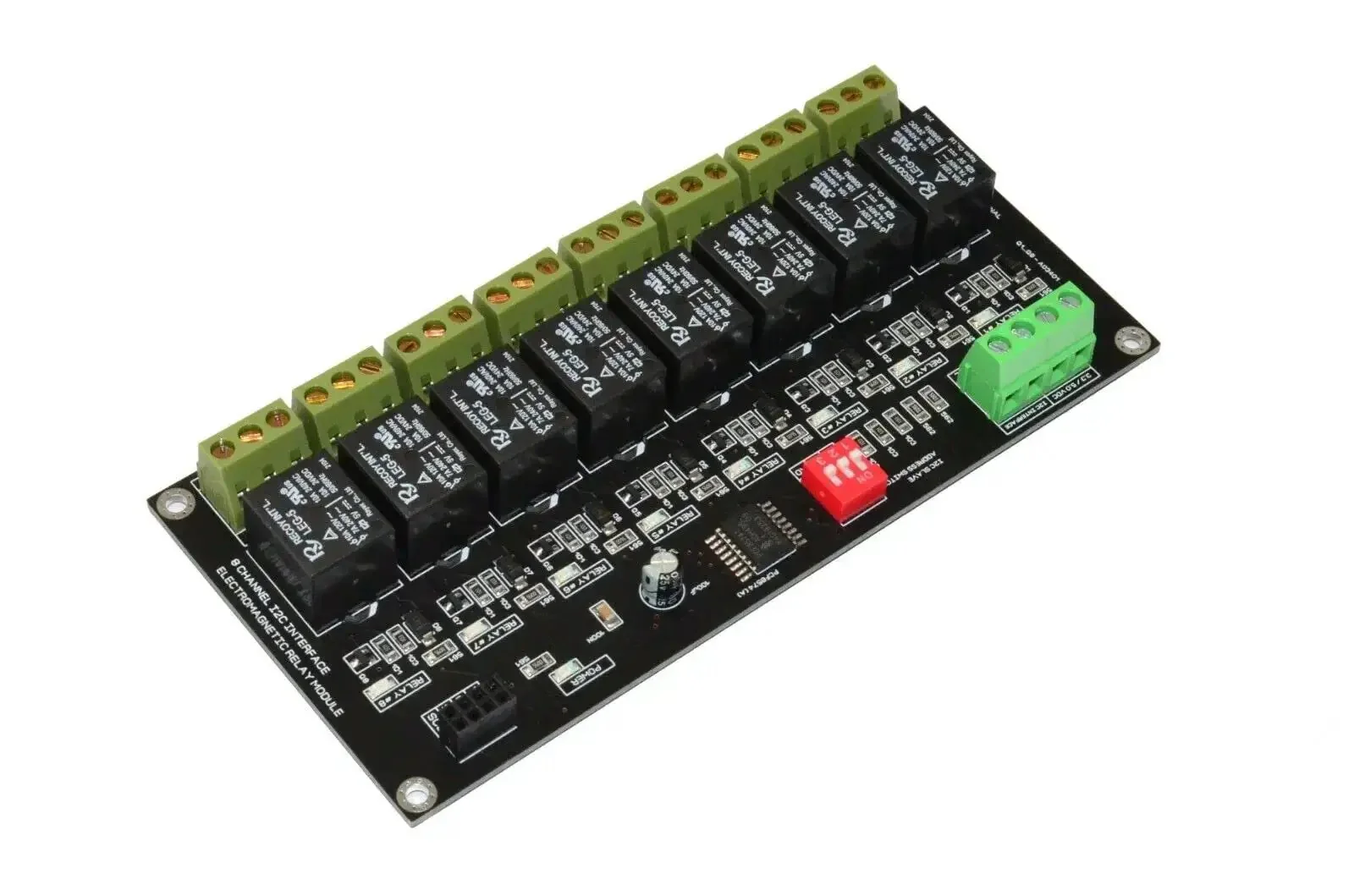 Eight Channel I2C Relay Module For Arduino Raspberry Pi ESP32 And Home Assistant With LED Indicators SPDT Contacts 10A Peak AC DC Voltage Control And IO Expander Built For Plug And Play Smart Home Projects