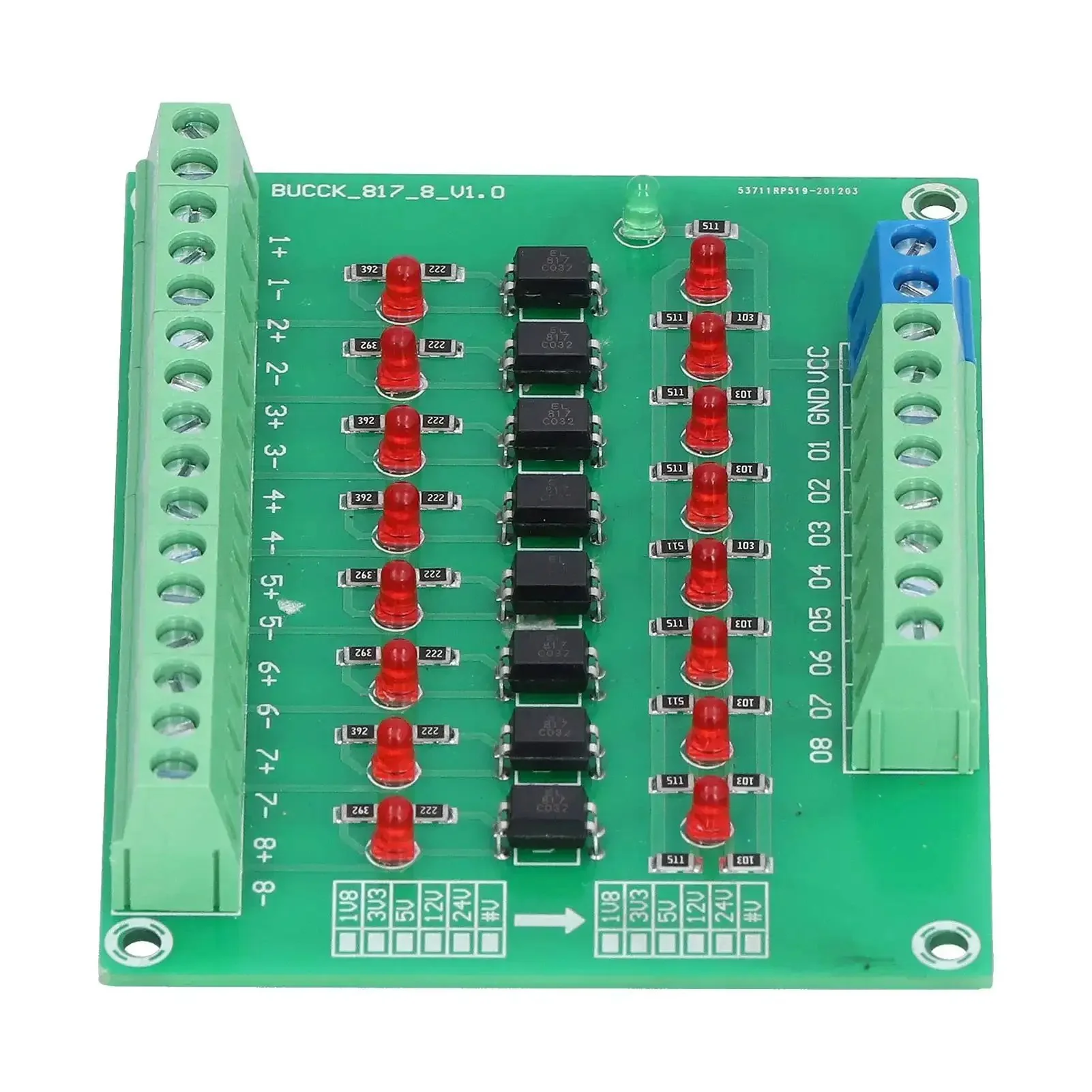Eight Channel Optical Isolation Module 24V To 5V Optocoupler PLC Signal Converter Board For Plug And Play Signal Isolation, Optical Module Compatibility And Rails Mount
