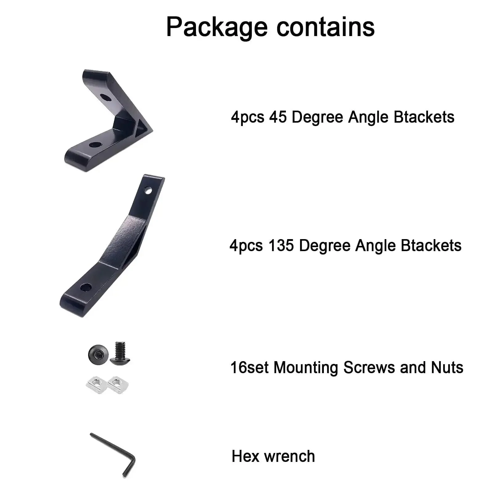 Eight Corner Bracket Set for 20 Series Aluminum Extrusion, Includes 45 Degree And 135 Degree Angles With Mounting Screws, T Nuts, And Hex Wrench, Perfect for DIY Builds, Rigs, and Enclosures - Image 6