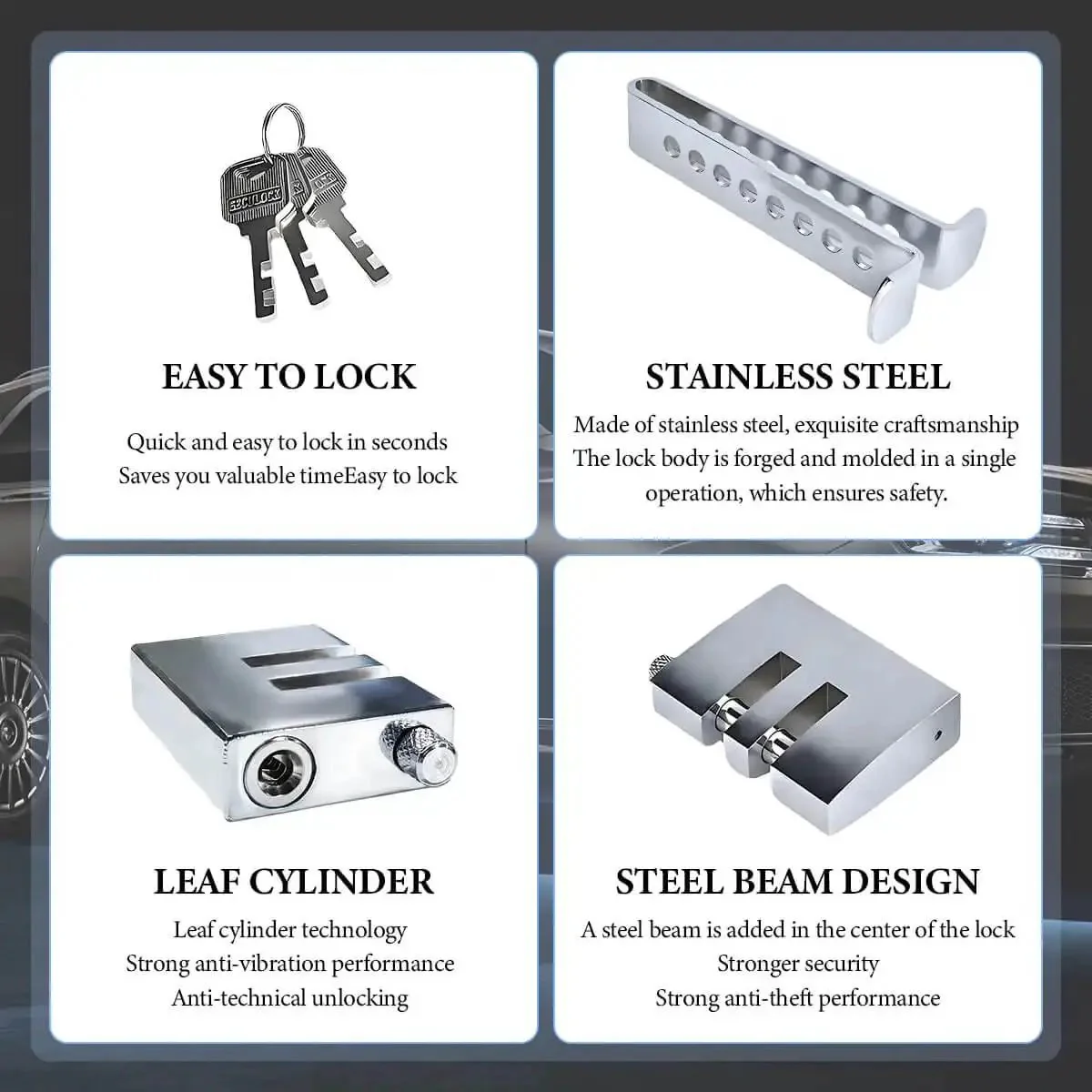 Eight Hole Brake Pedal Lock Tough As Nails Stainless Steel Auto Clutch Vehicle Security Lock For Cars With Adjustable Holes And Tight Grip Prevent Tampering And Vehicle Theft Essential Car Accessory For Peace Of Mind - Image 5